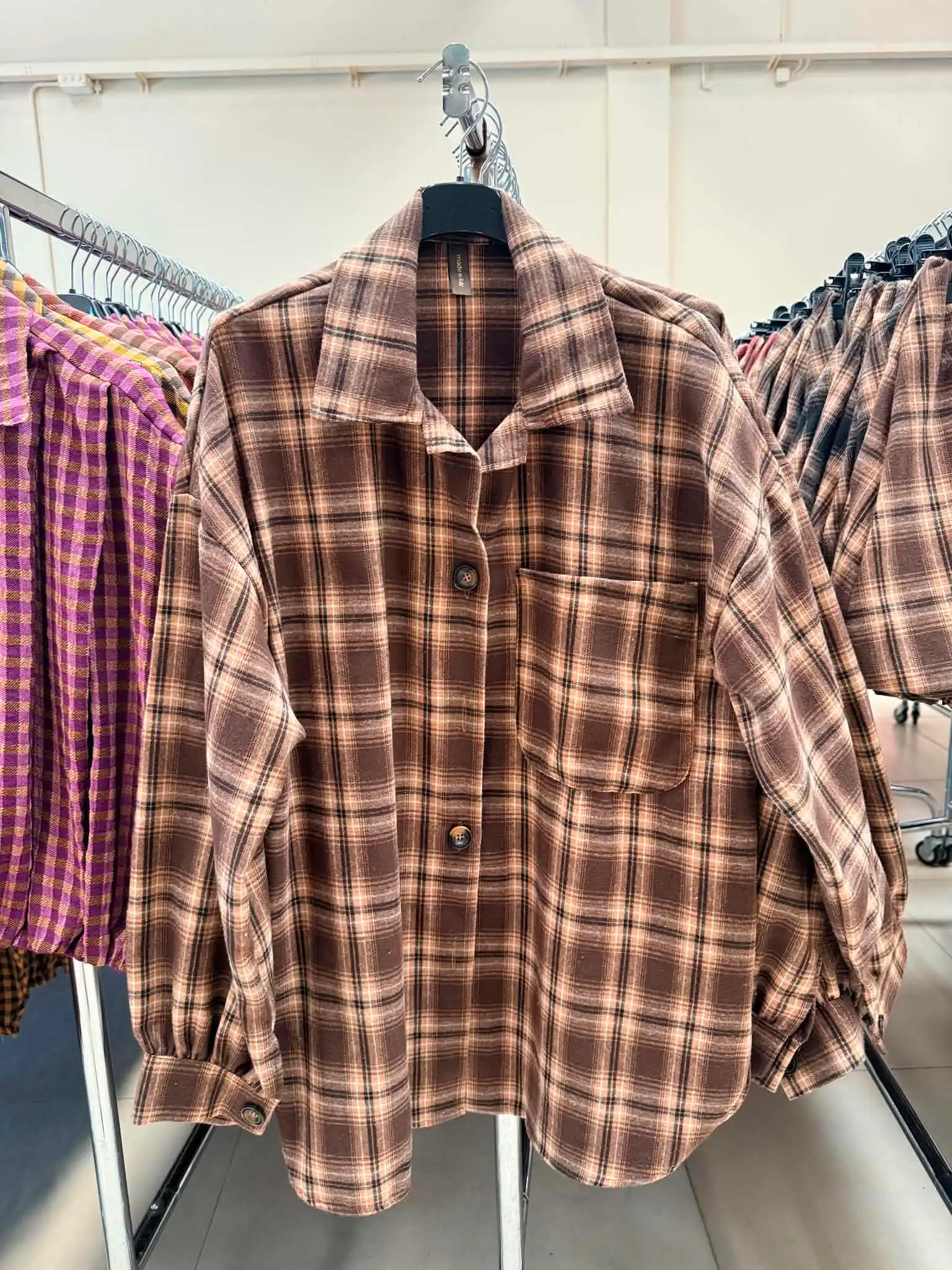 Károvaná oversized košeľa