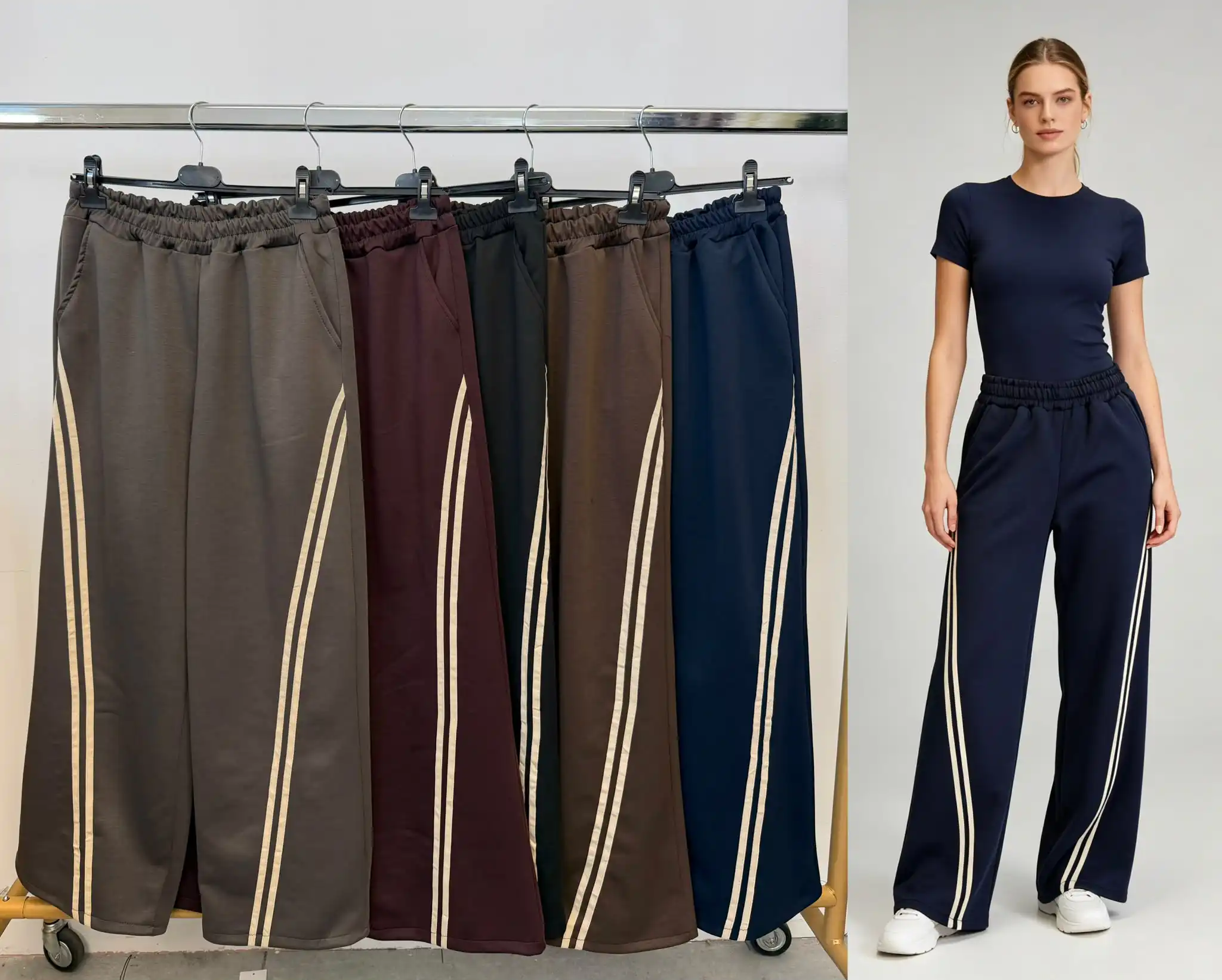 Voľné teplákové nohavice wide leg