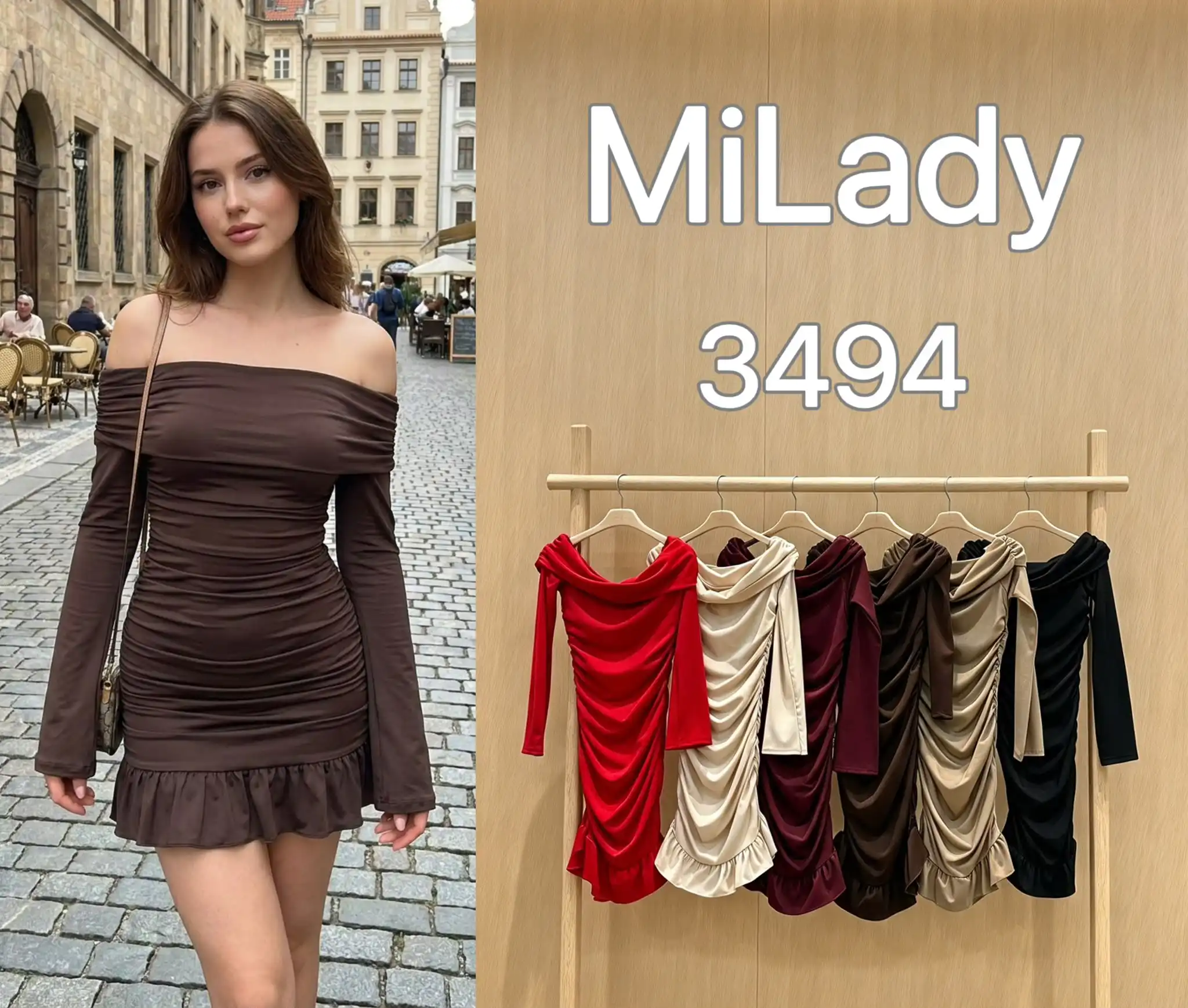 Mini priliehavé šaty off-shoulder