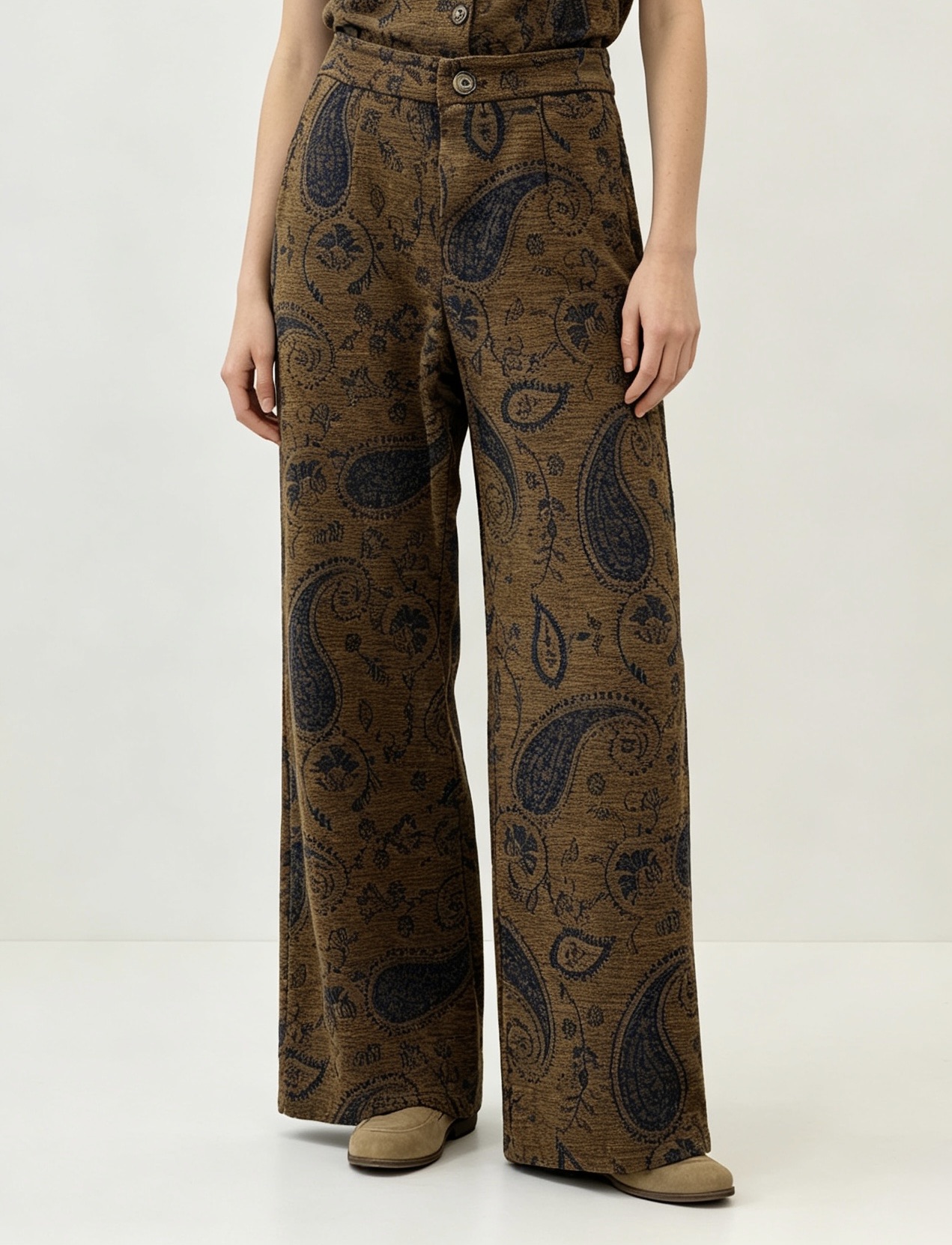 Nohavice Wide Leg s paisley vzorom