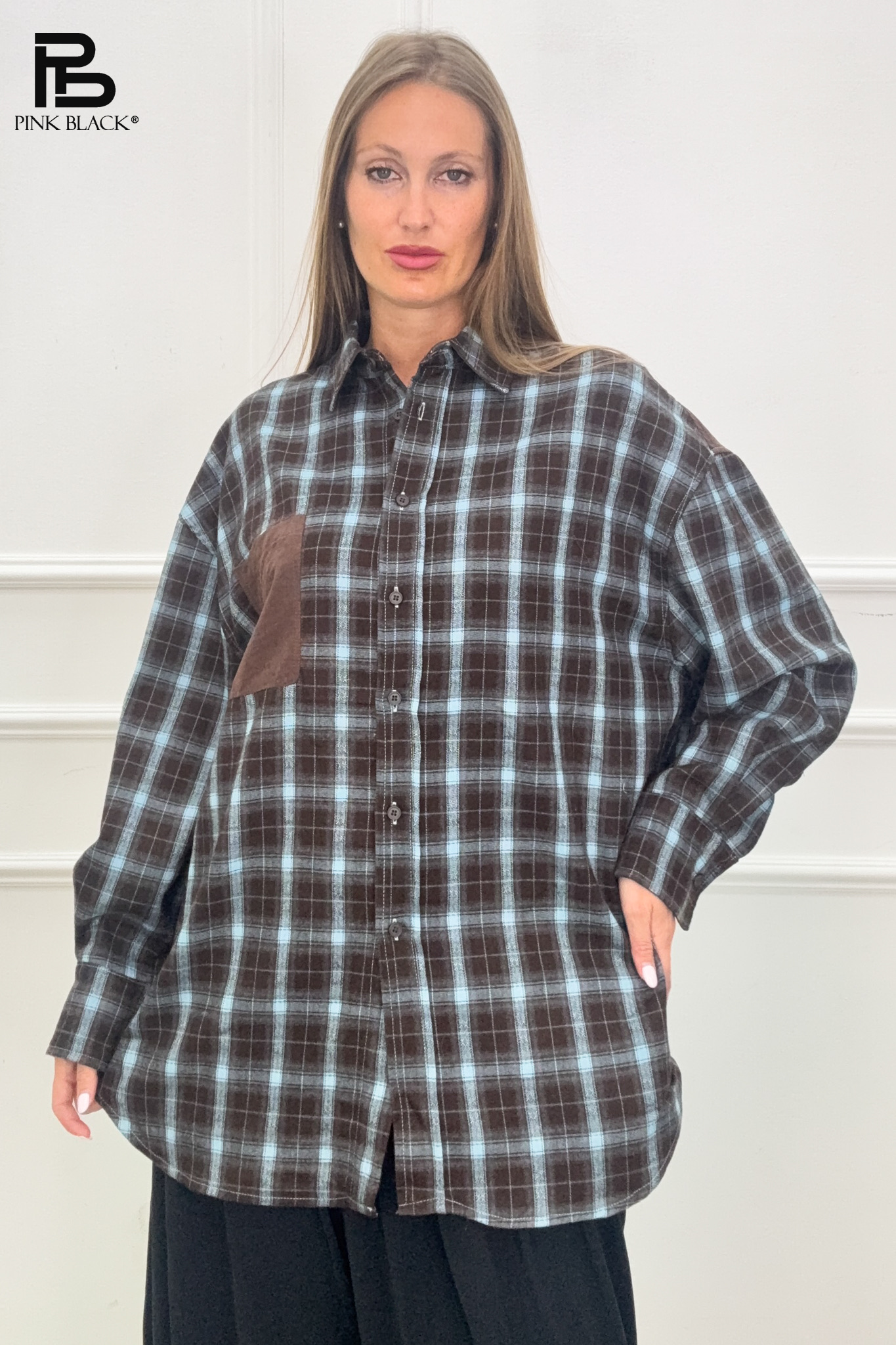 Oversize predĺžená košeľa kocka