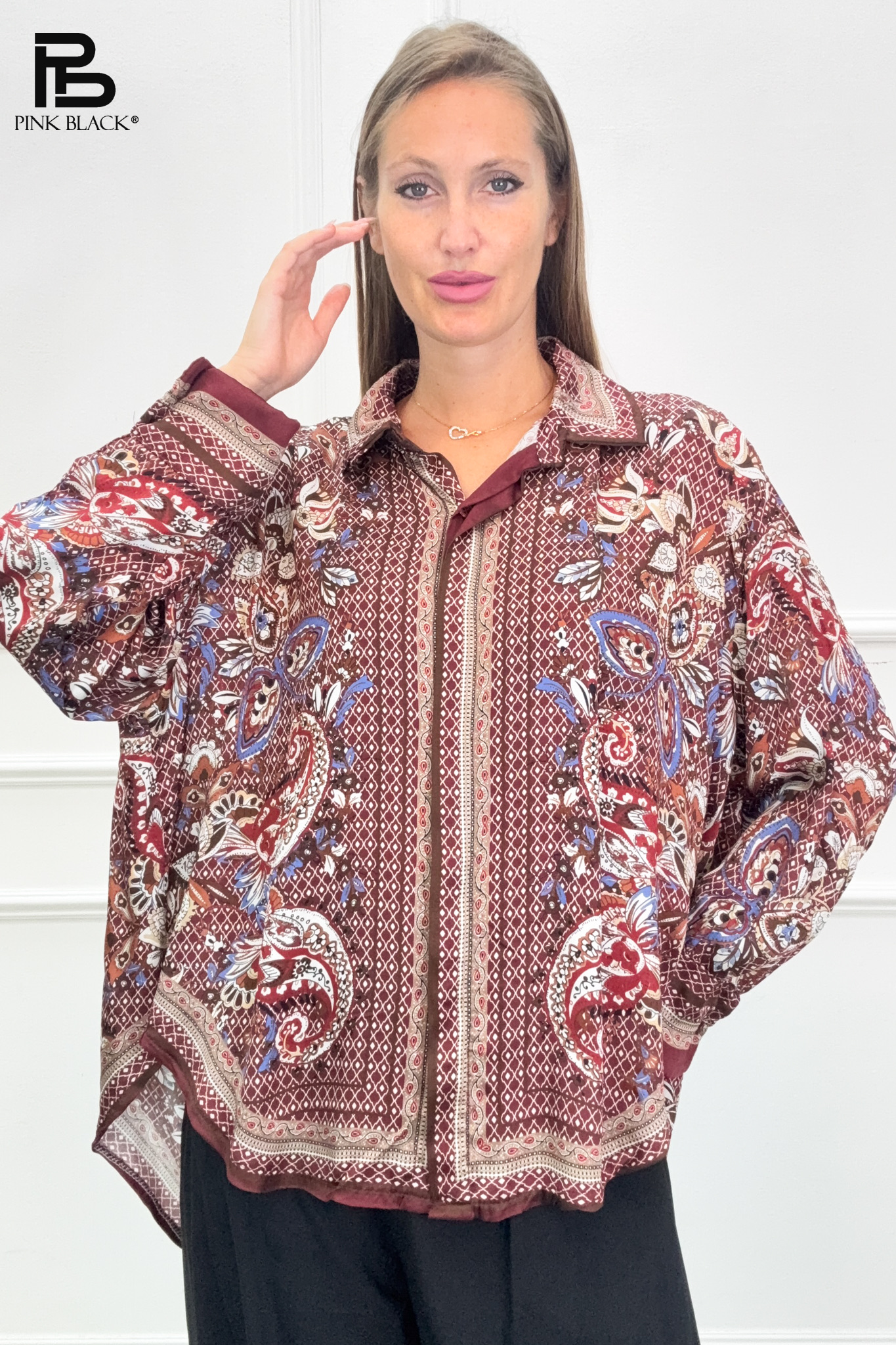 Oversized košeľa s paisley vzorom