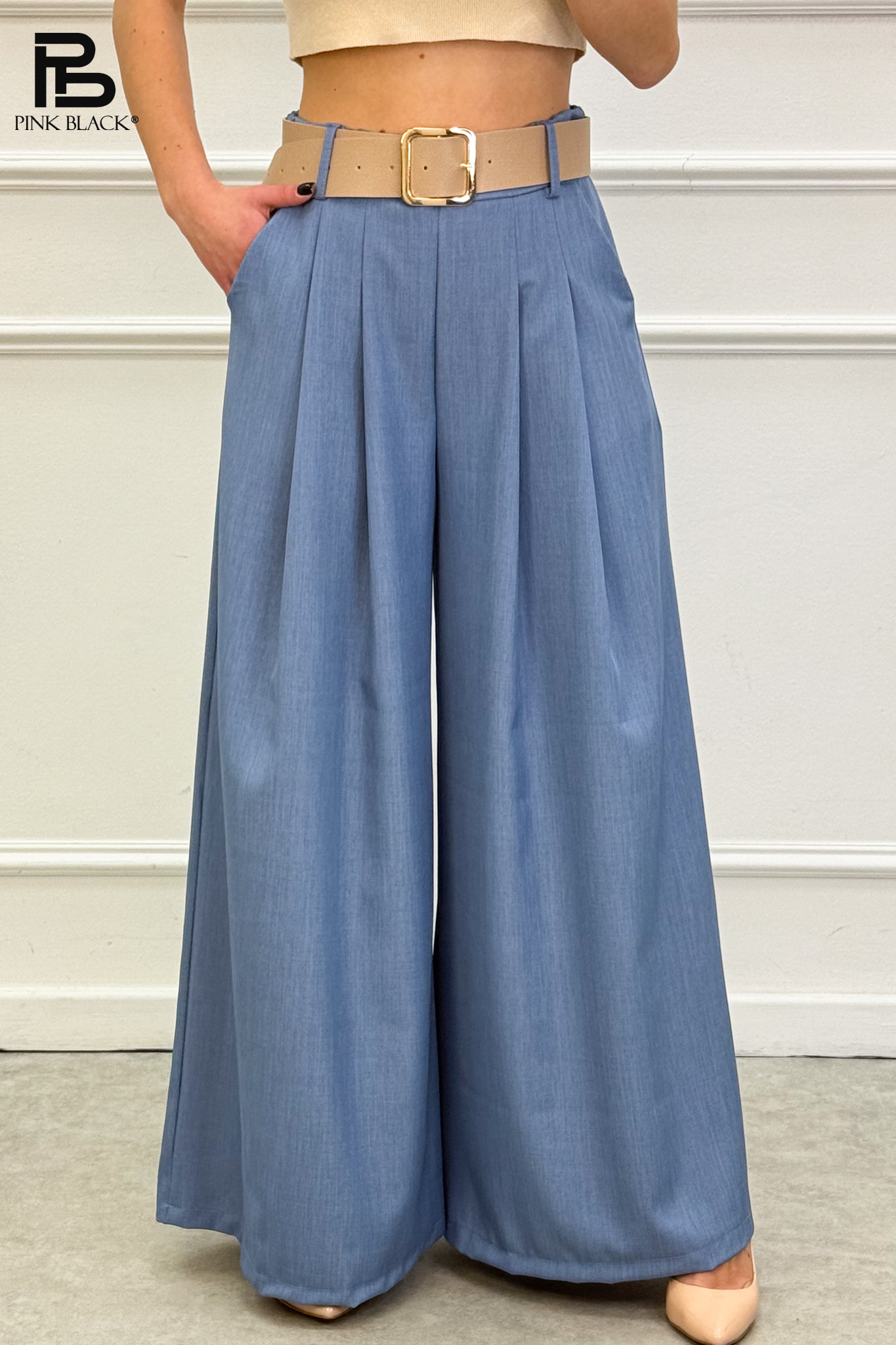 Nohavice Wide-Leg s opaskom