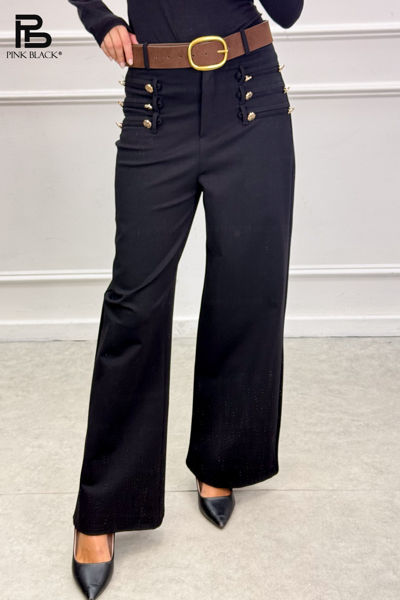 Bootcut nohavice s opaskom