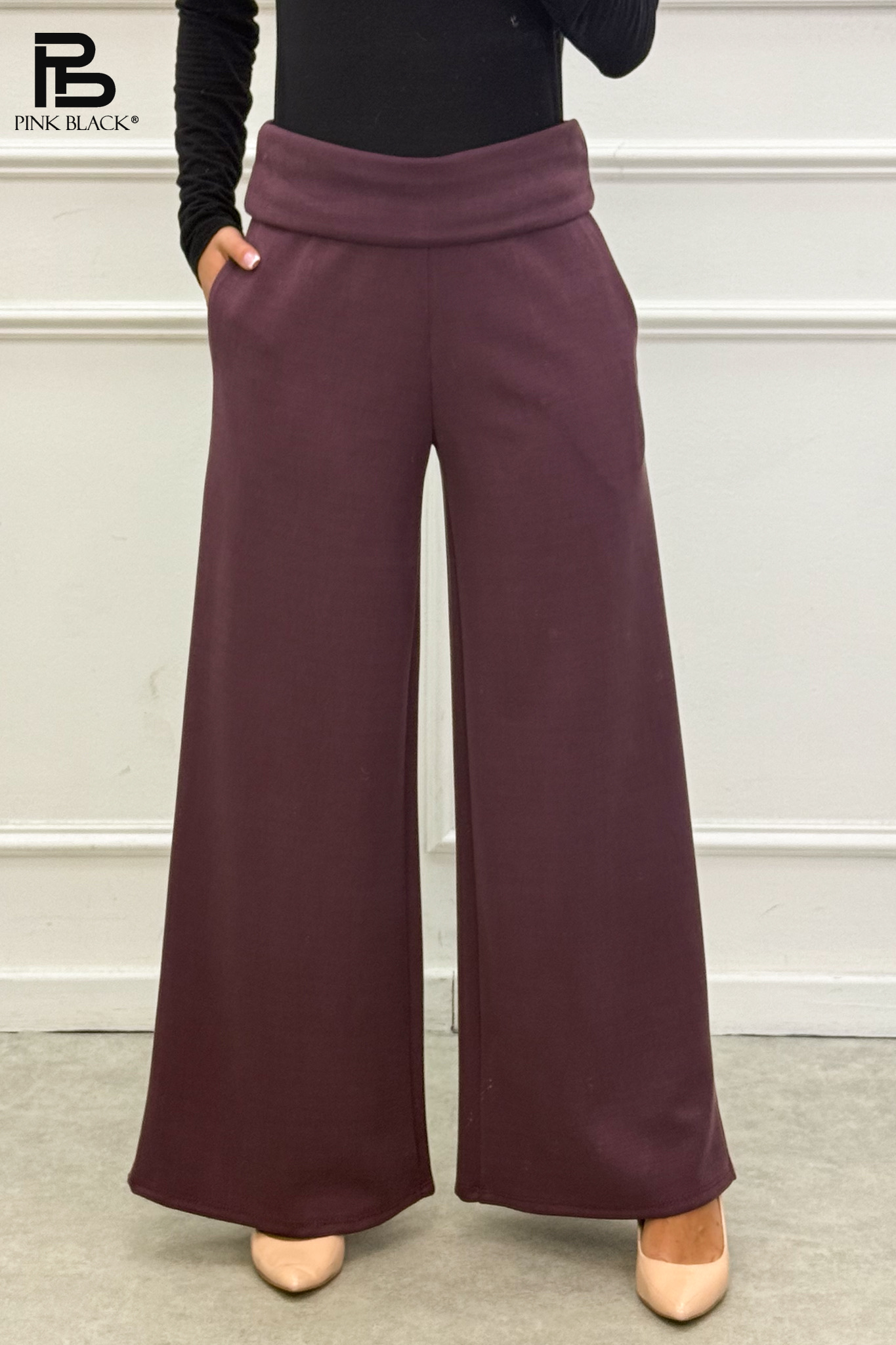 Nohavice Wide Leg s Elastickým Pásom