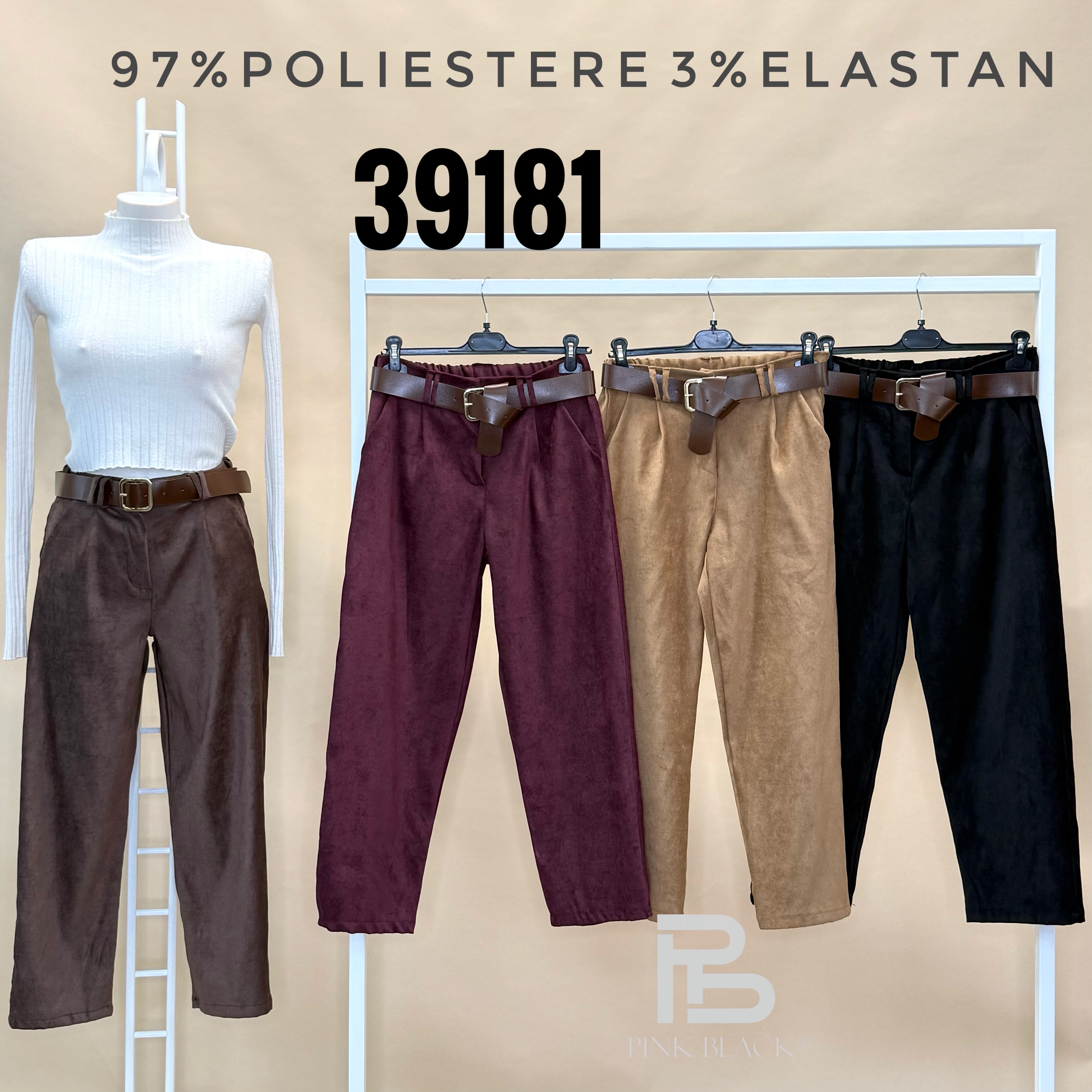 Rovné 7/8 nohavice s opaskom