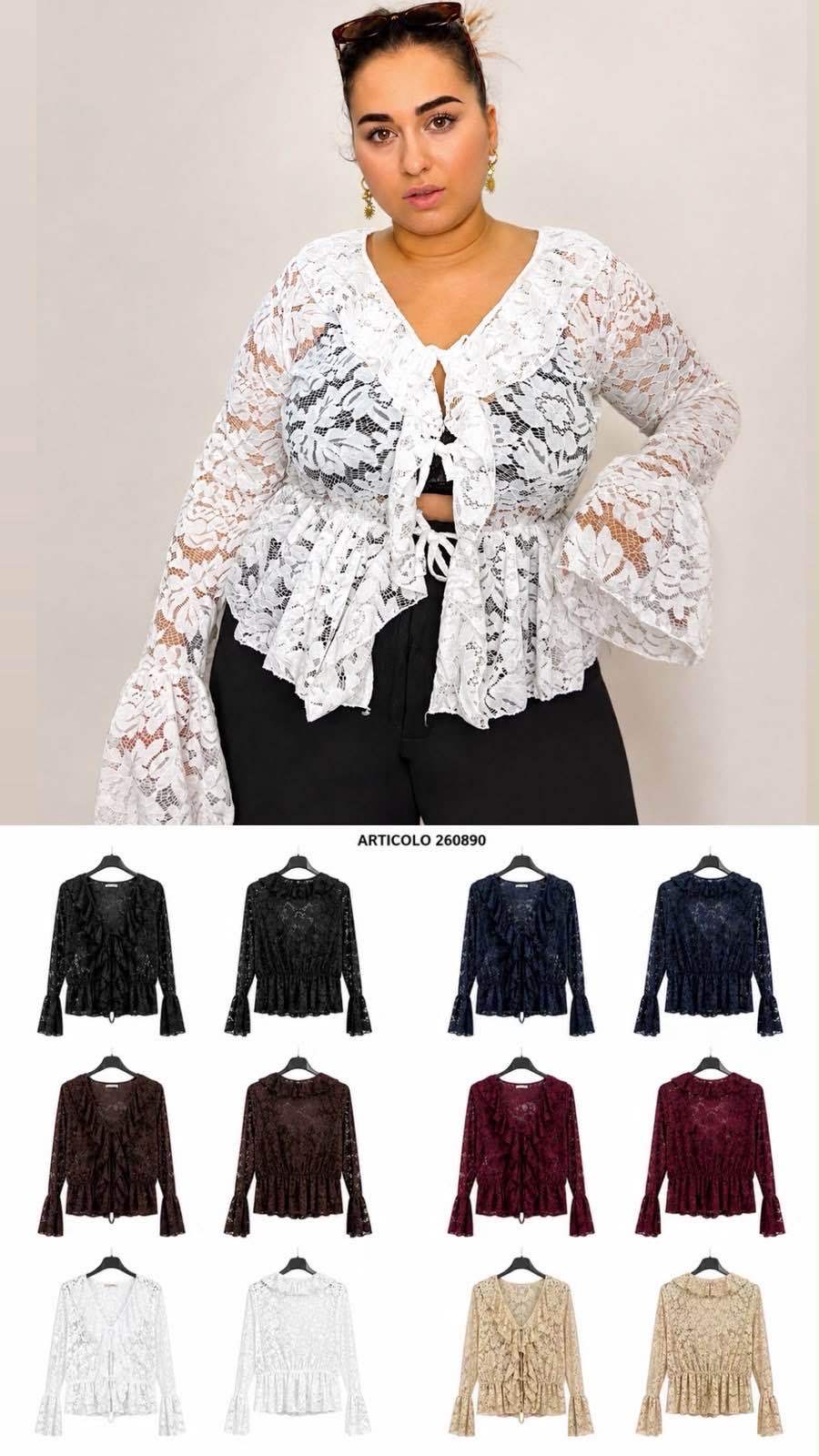 Čipkovaná blúzka s peplum a volánom