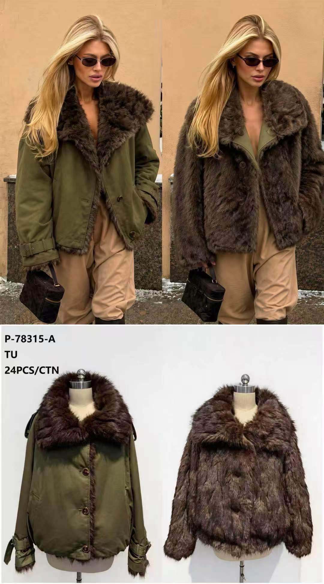 Bunda s nadýchaným golierom