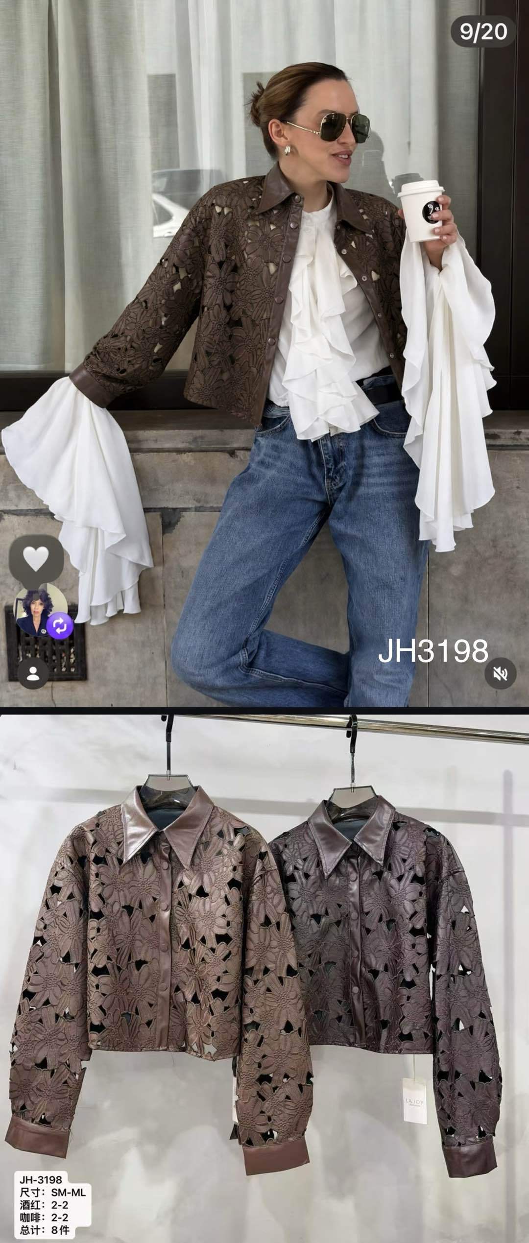 Bunda z Ekokože s Vyrezávaným Vzorom