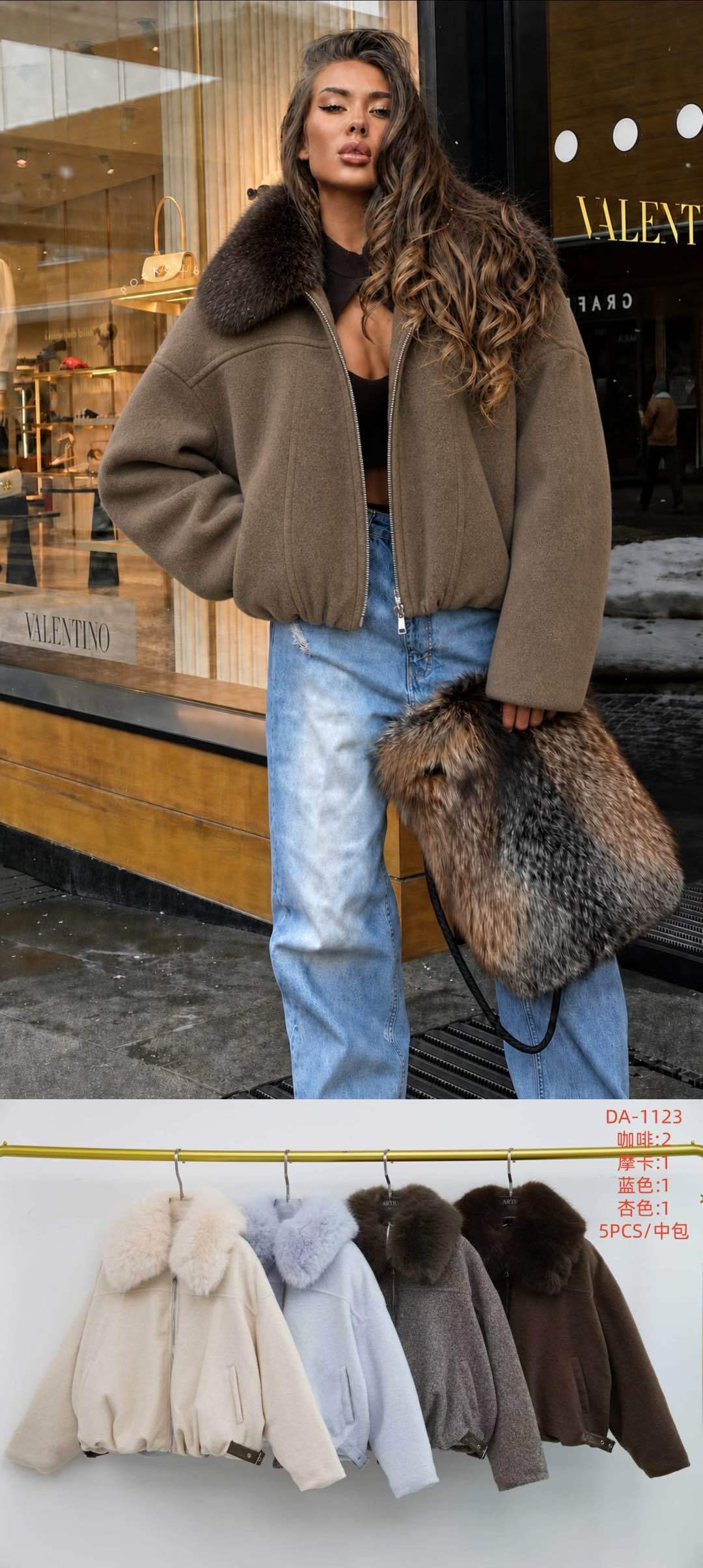 Oversize bunda s kožušinovým golierom