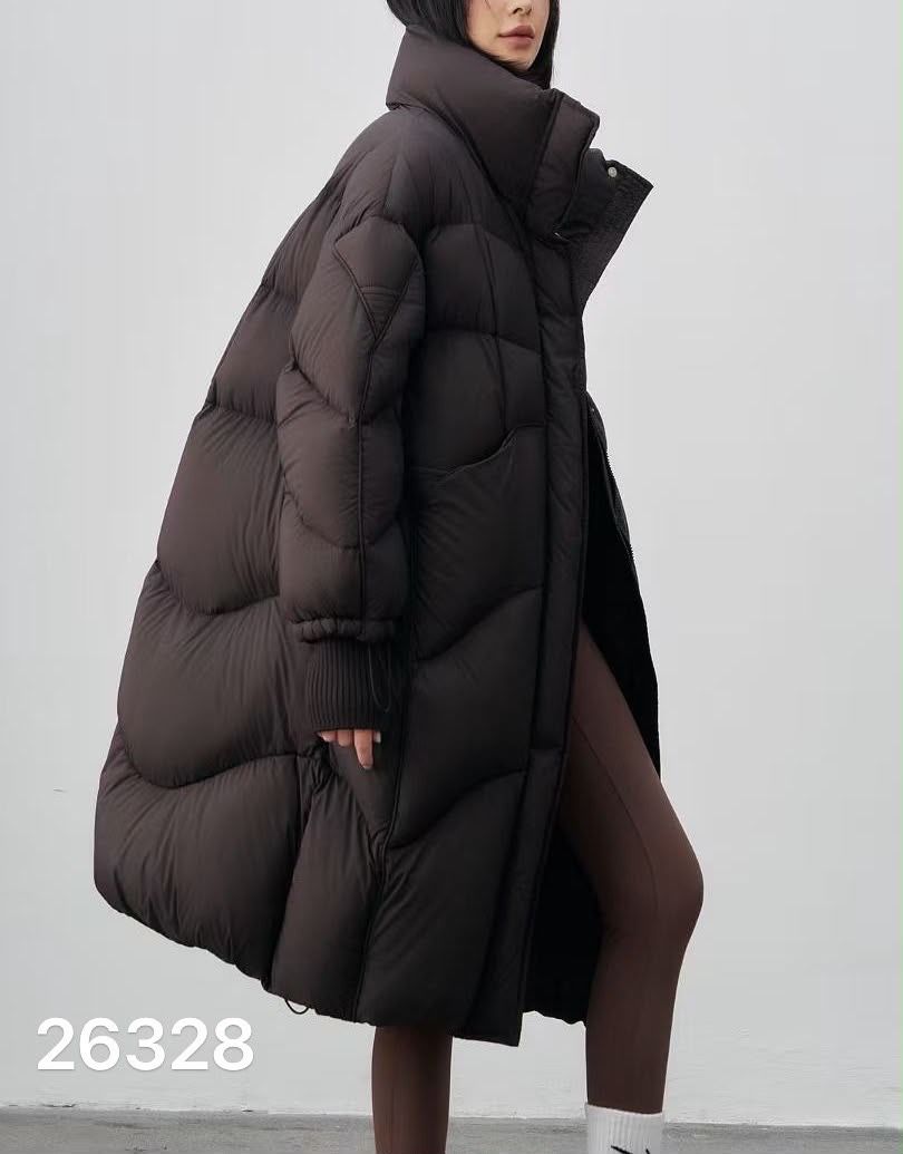 Oversize midi prešívaný kabát