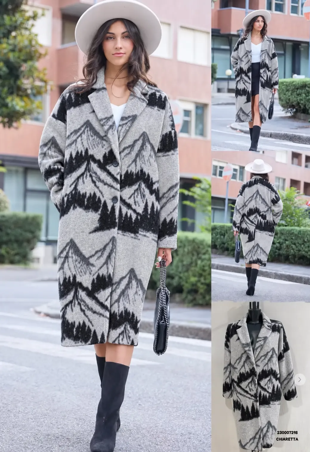 Oversize midi kabát s klopmi