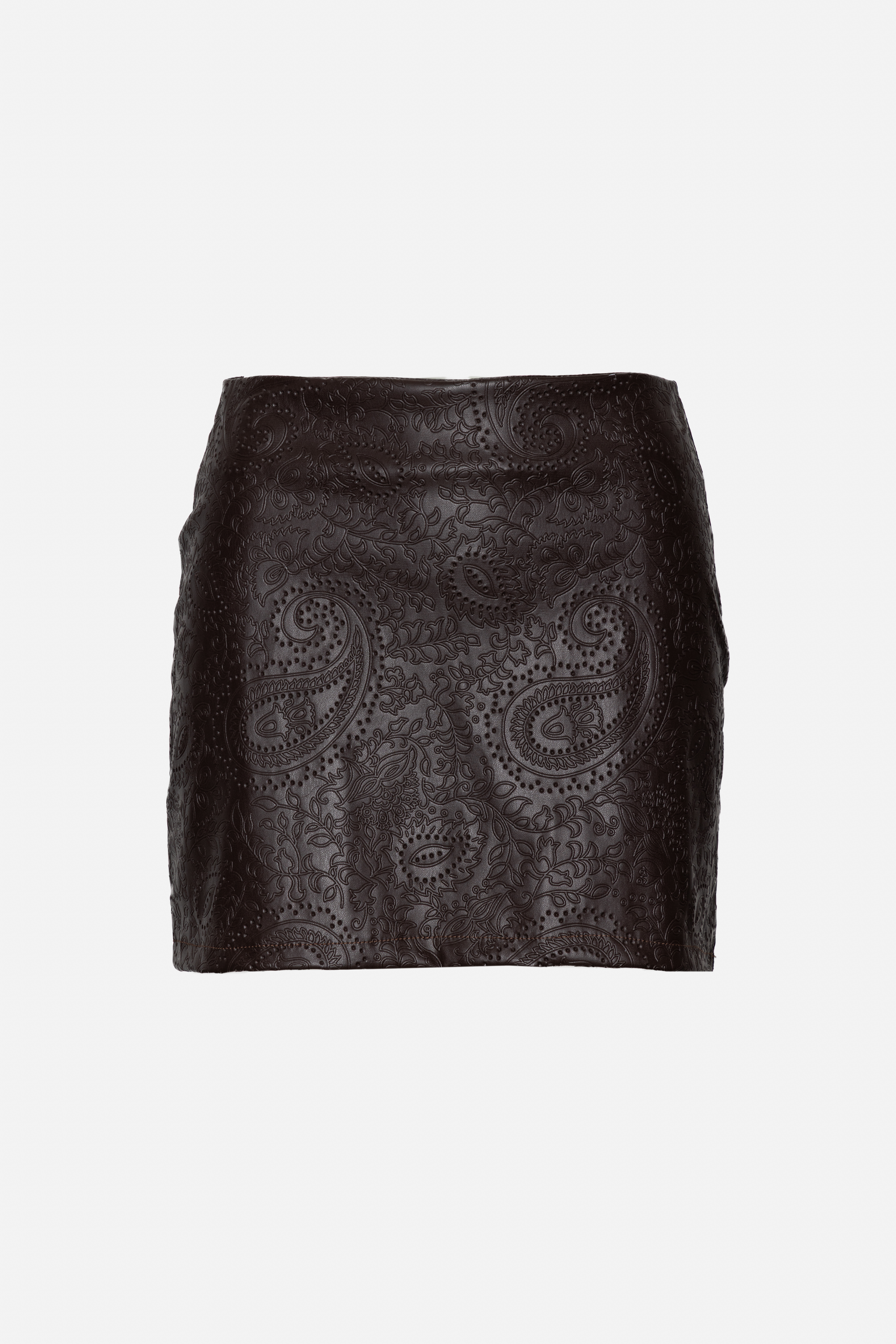 Olovnicová mini sukňa s paisley vzorom
