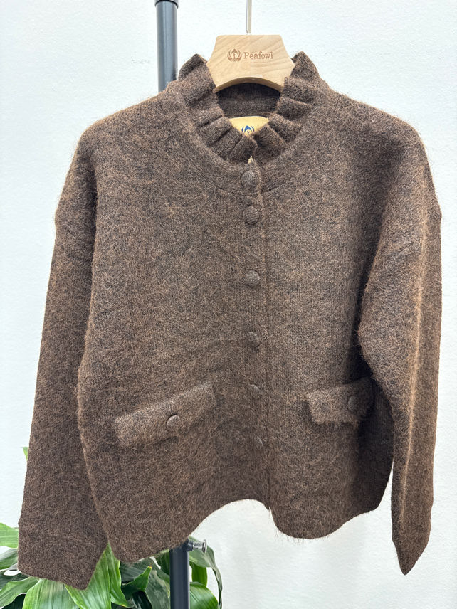 Cardigan s volánikovým stojáčikom
