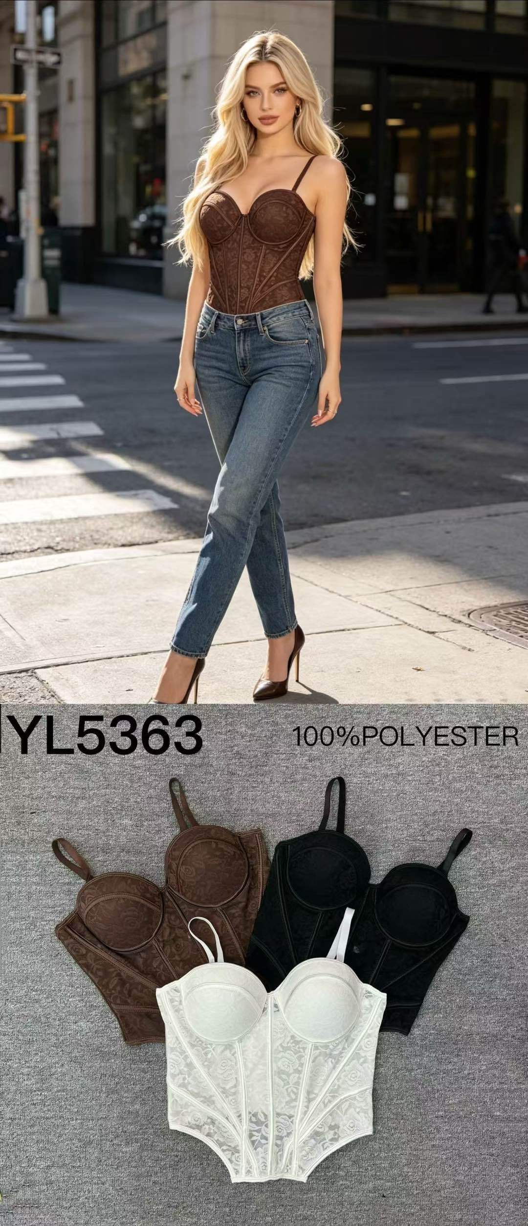 Čipkovaný korzetový top