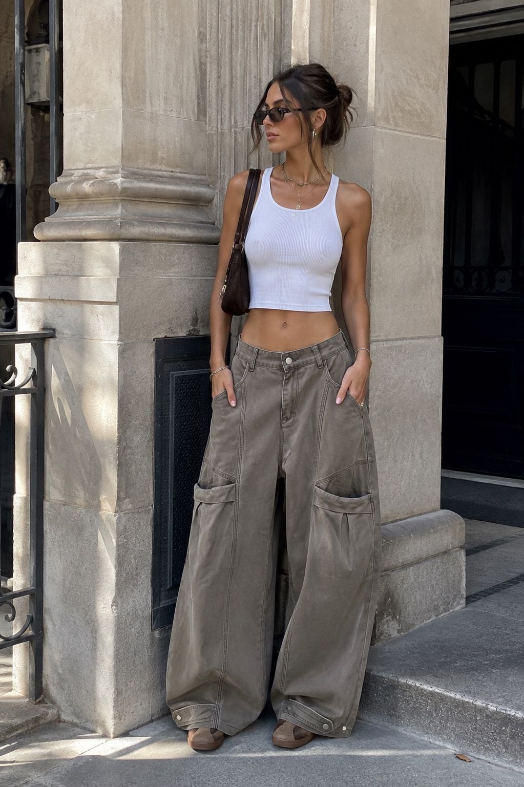 Nohavice Wide Leg s Vreckami