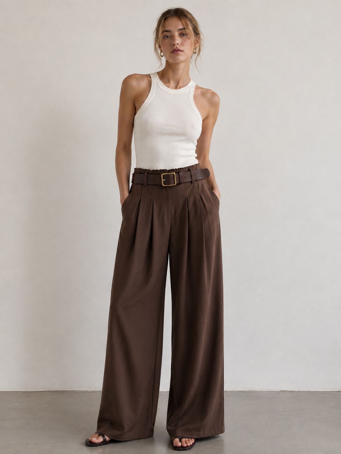 Nohavice wide leg s záhybmi