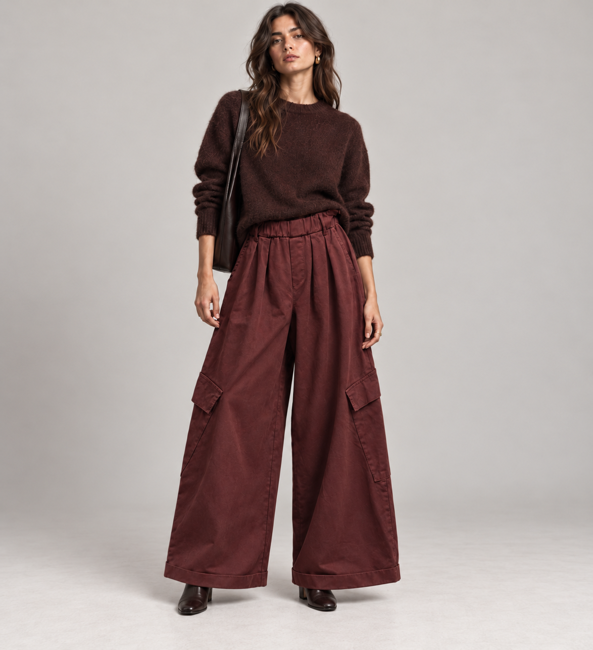 Nohavice Wide Leg s Vrásnením