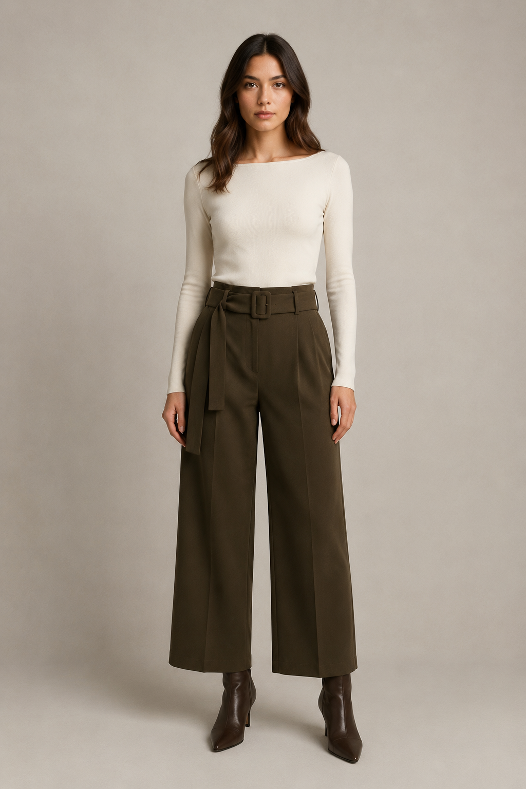 Nohavice wide-leg s opaskou