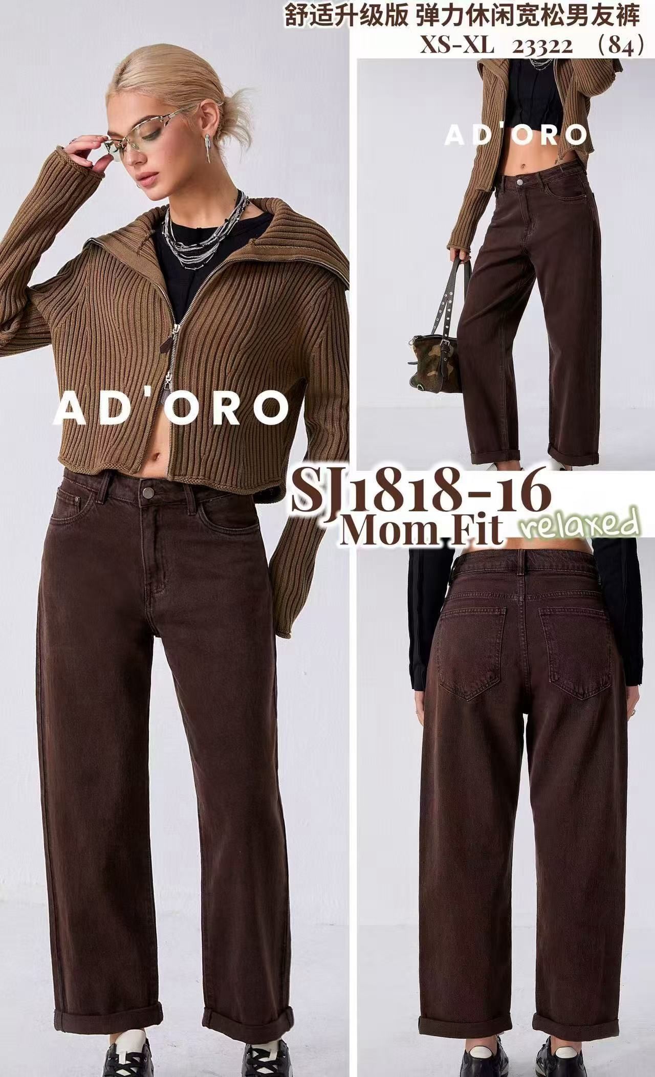Mom fit džínsy s vysokým pásom
