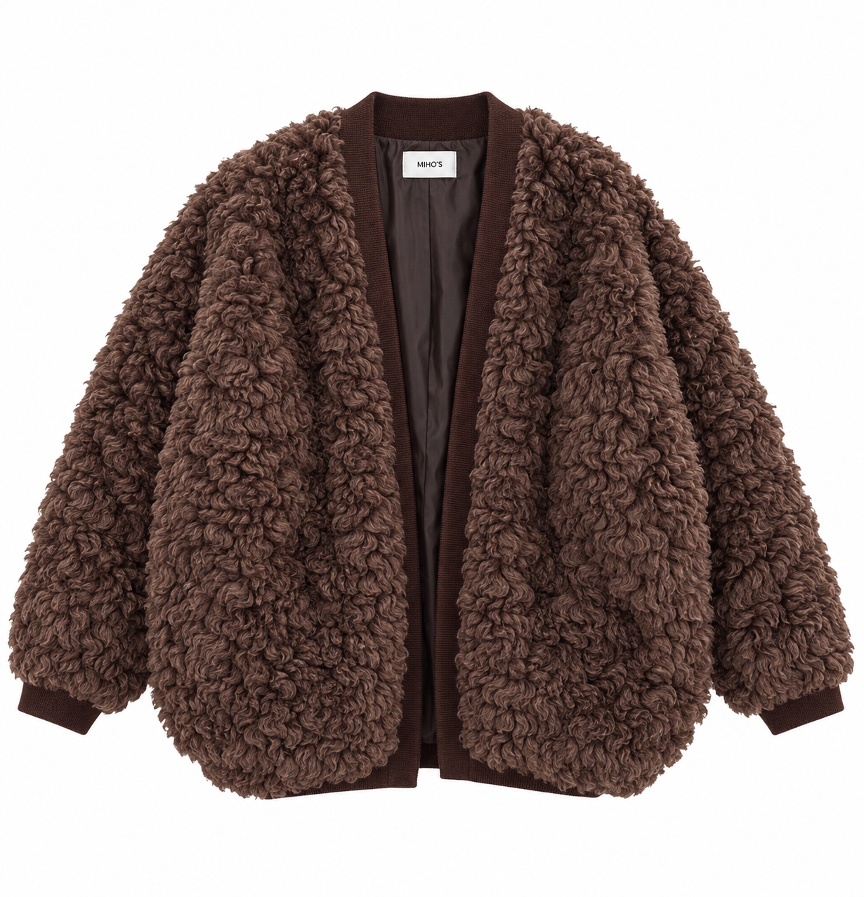 Oversize teddy kabát s výstrihom do V