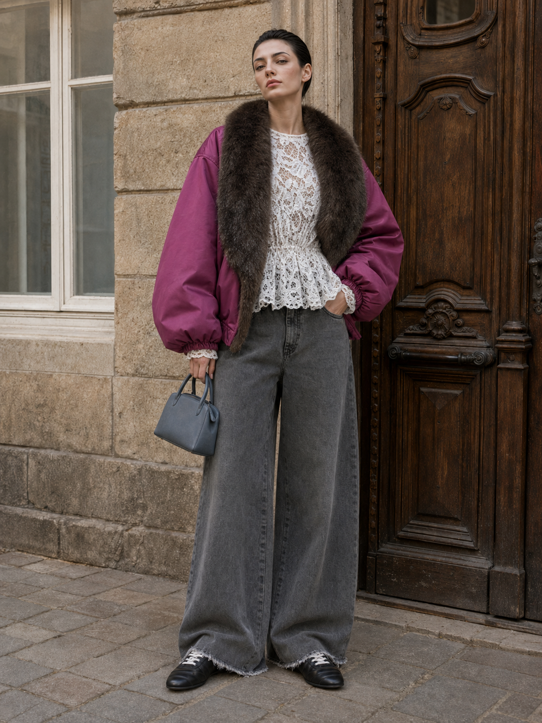 Oversize bunda s výrazným golierom