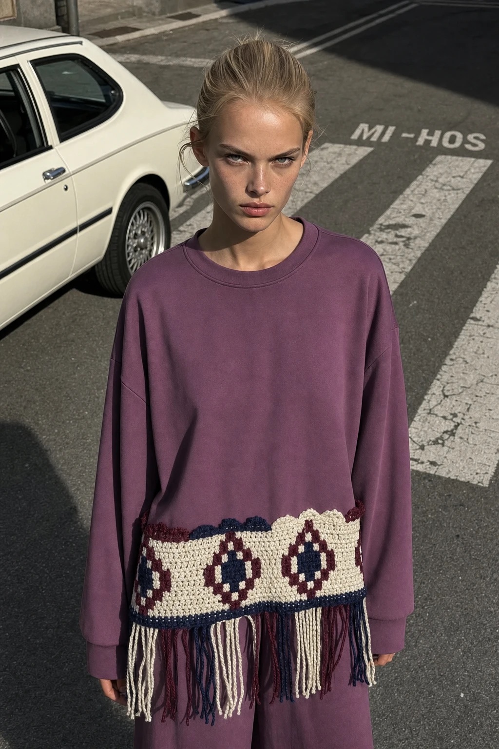 Oversized mikina s strapcami