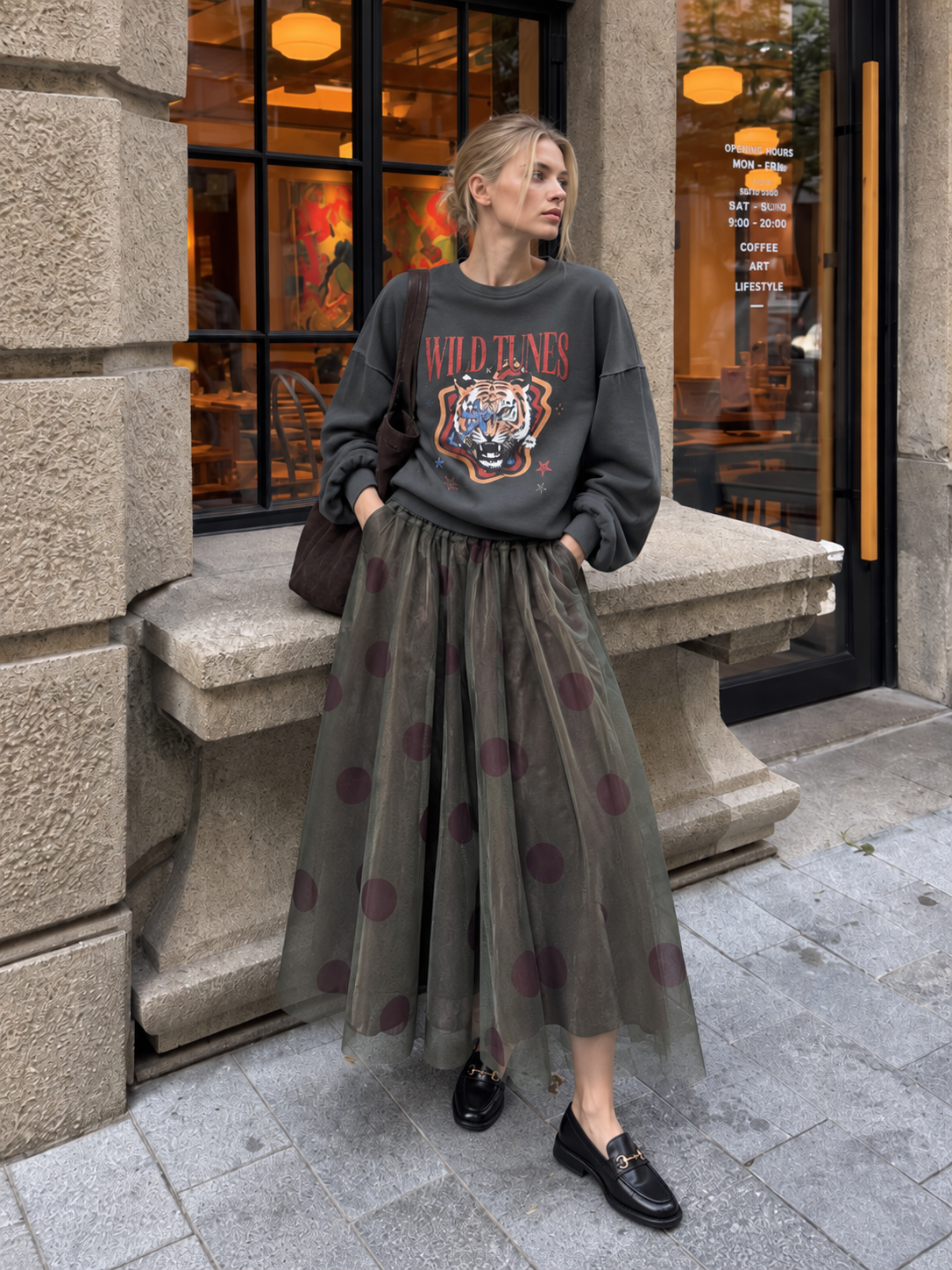 Oversize mikina s cvokmi