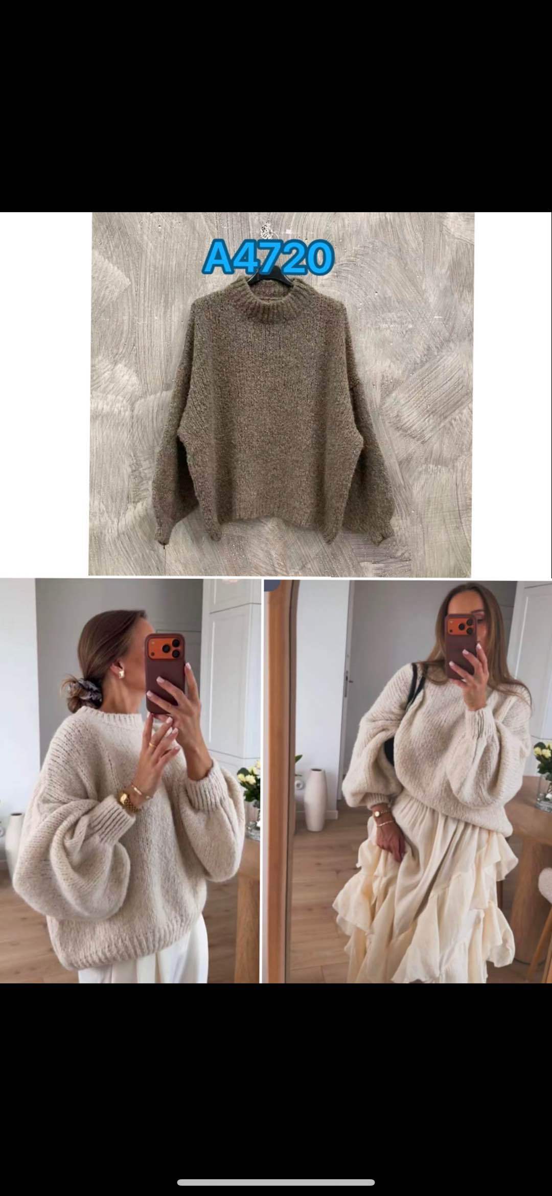 Oversized sveter s balónovými rukávmi