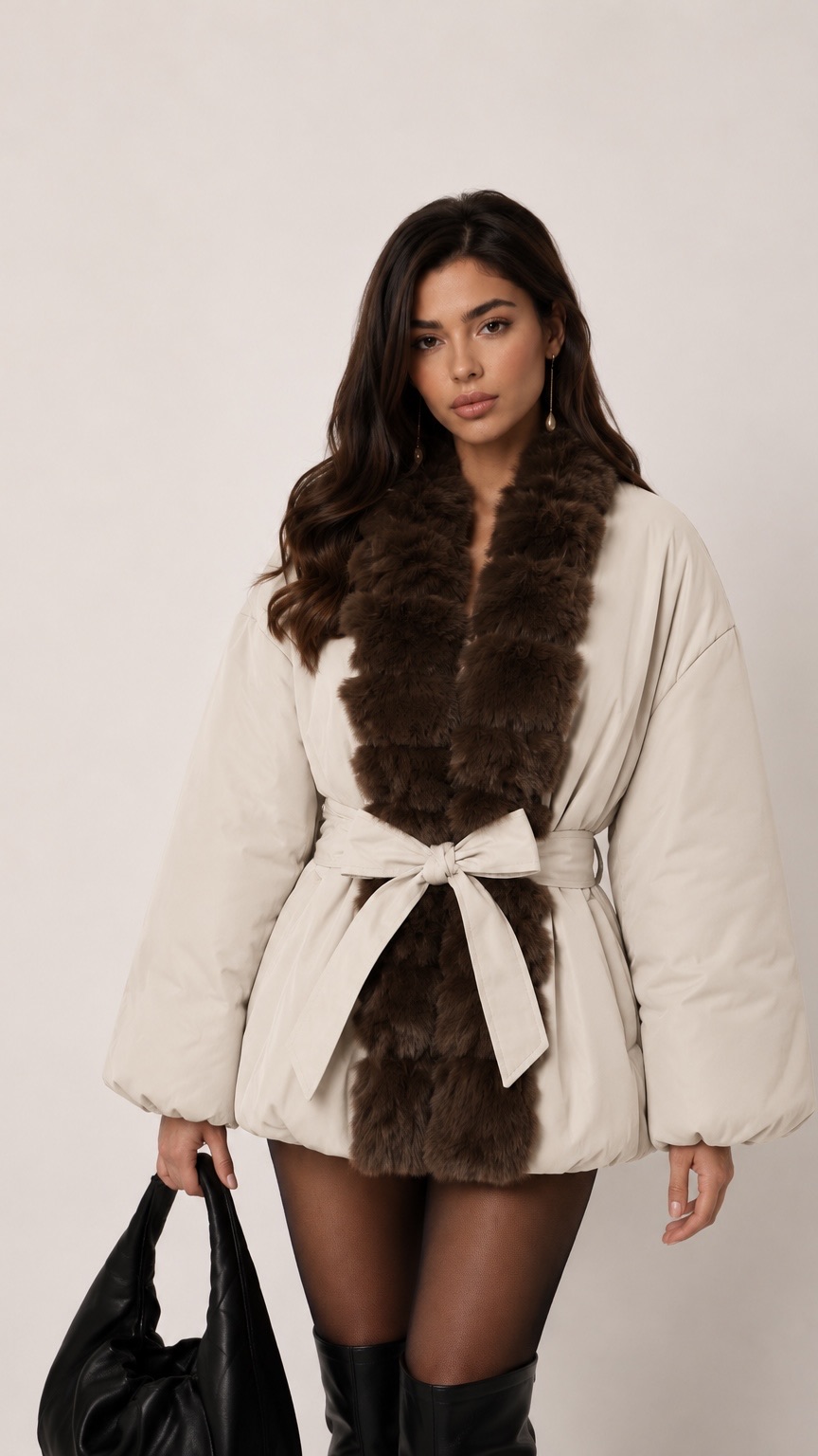 Oversized bunda s opaskou