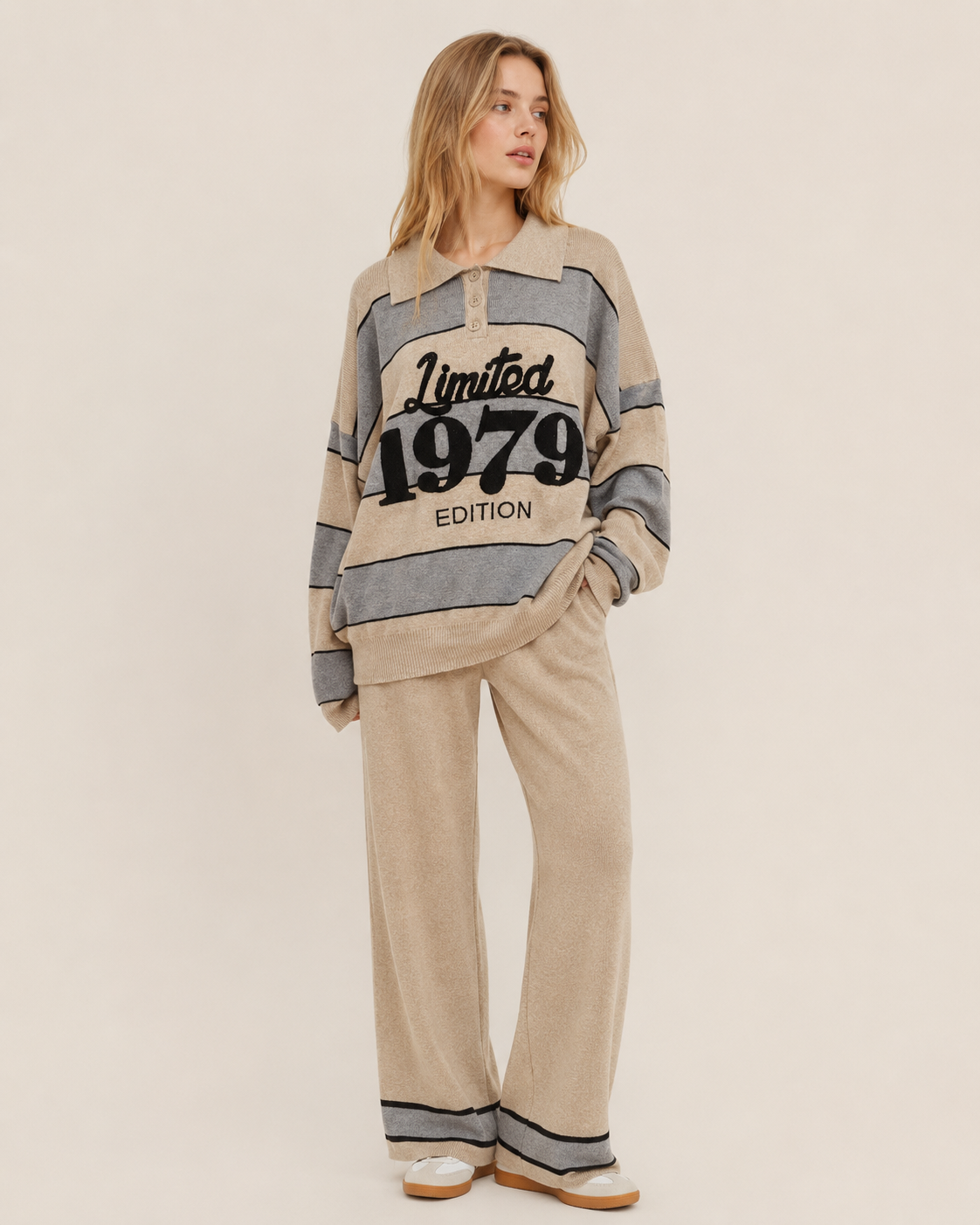 Oversize polo komplet s elastickým pásom