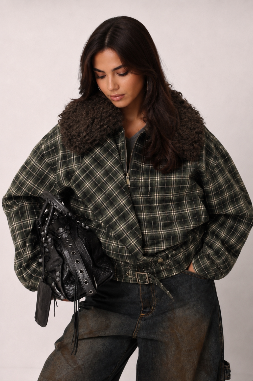 Oversize bunda s opaskou