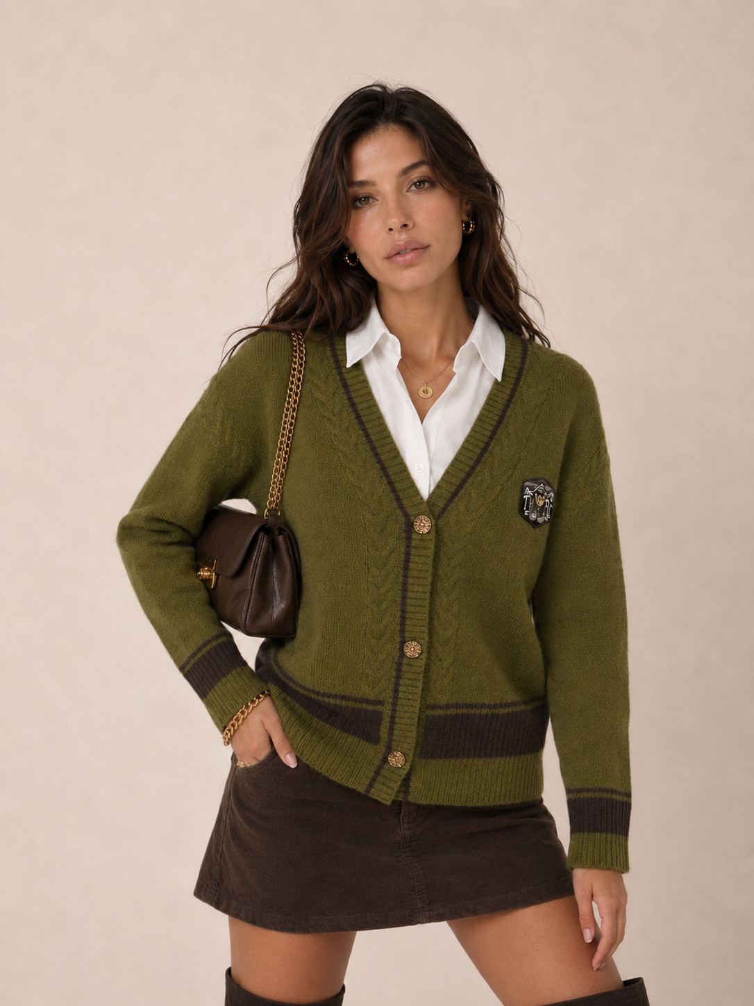 Cardigan s výstrihom do V Color‑Block
