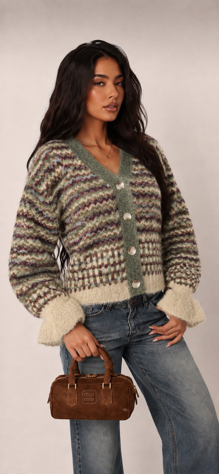 Cardigan s geometrickým vzorom