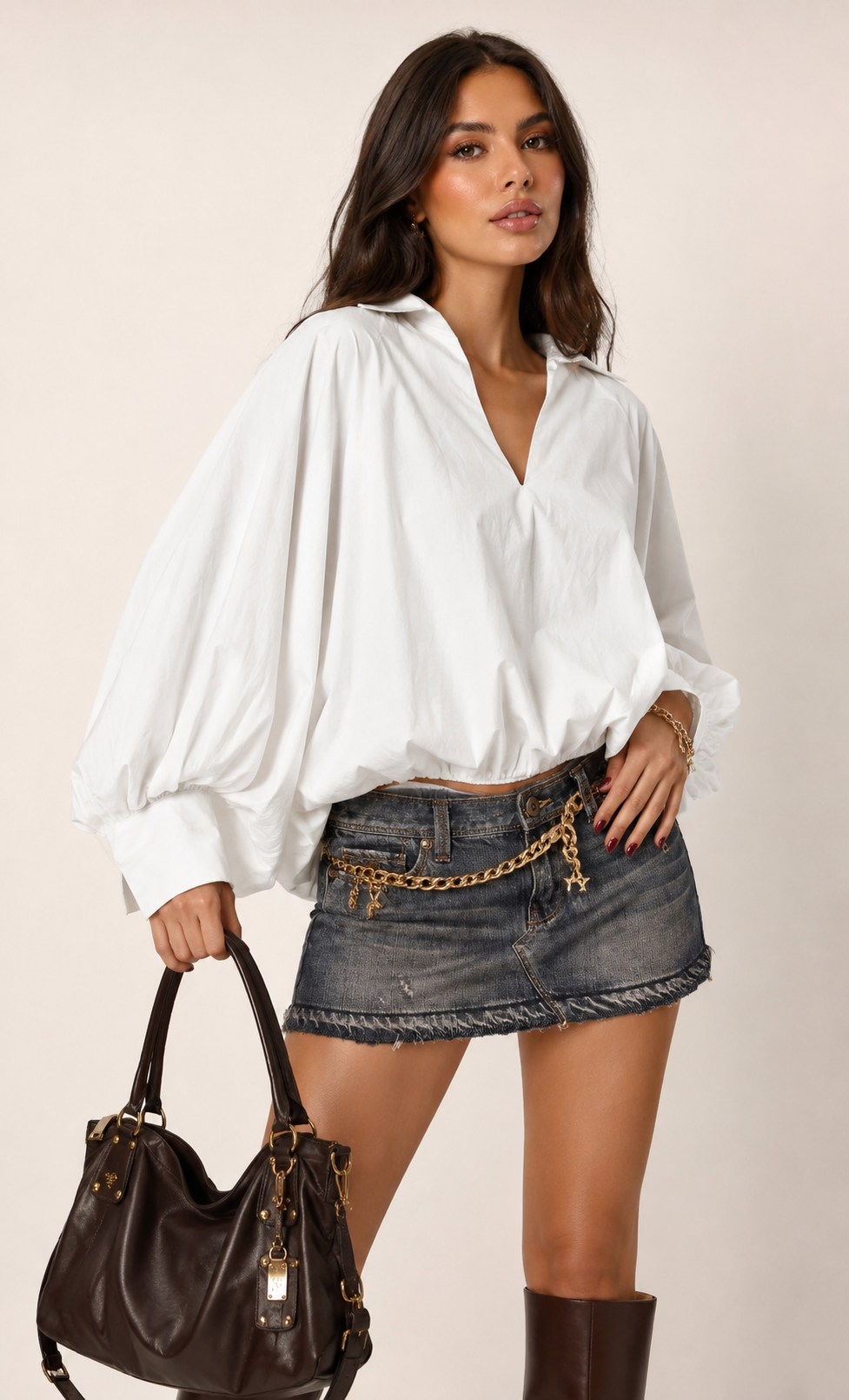 Oversize košeľa s výstrihom do V