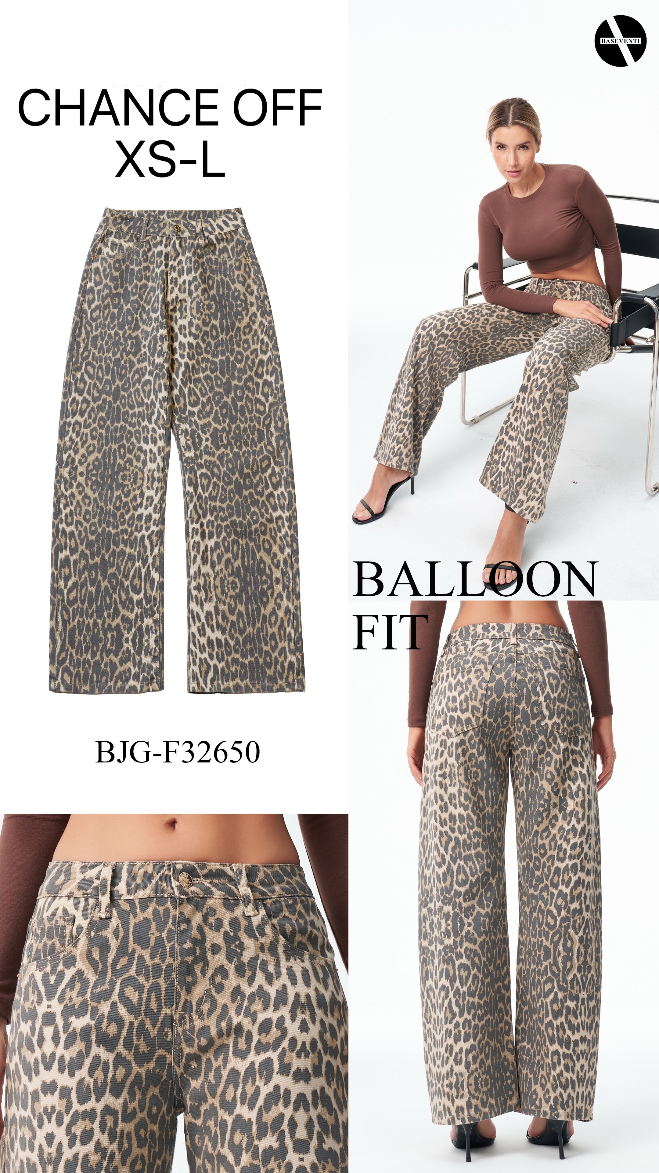 Nohavice Balloon Fit s leopardím vzorom