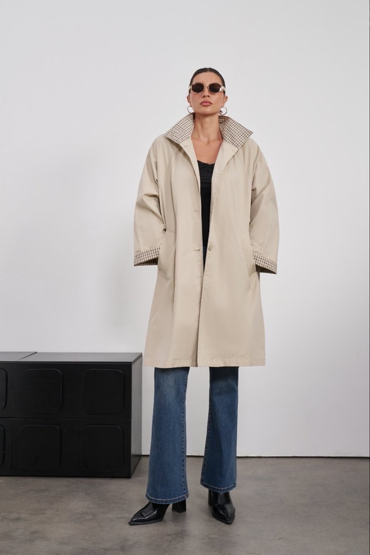 Oversize kabát s golierom