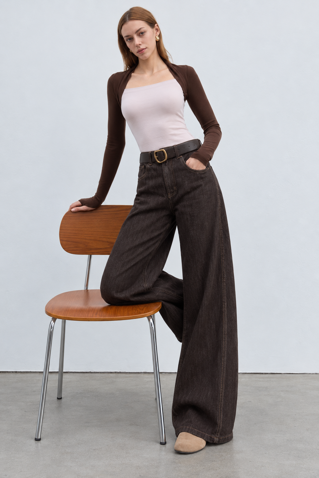 Nohavice Wide Leg s Opaskom