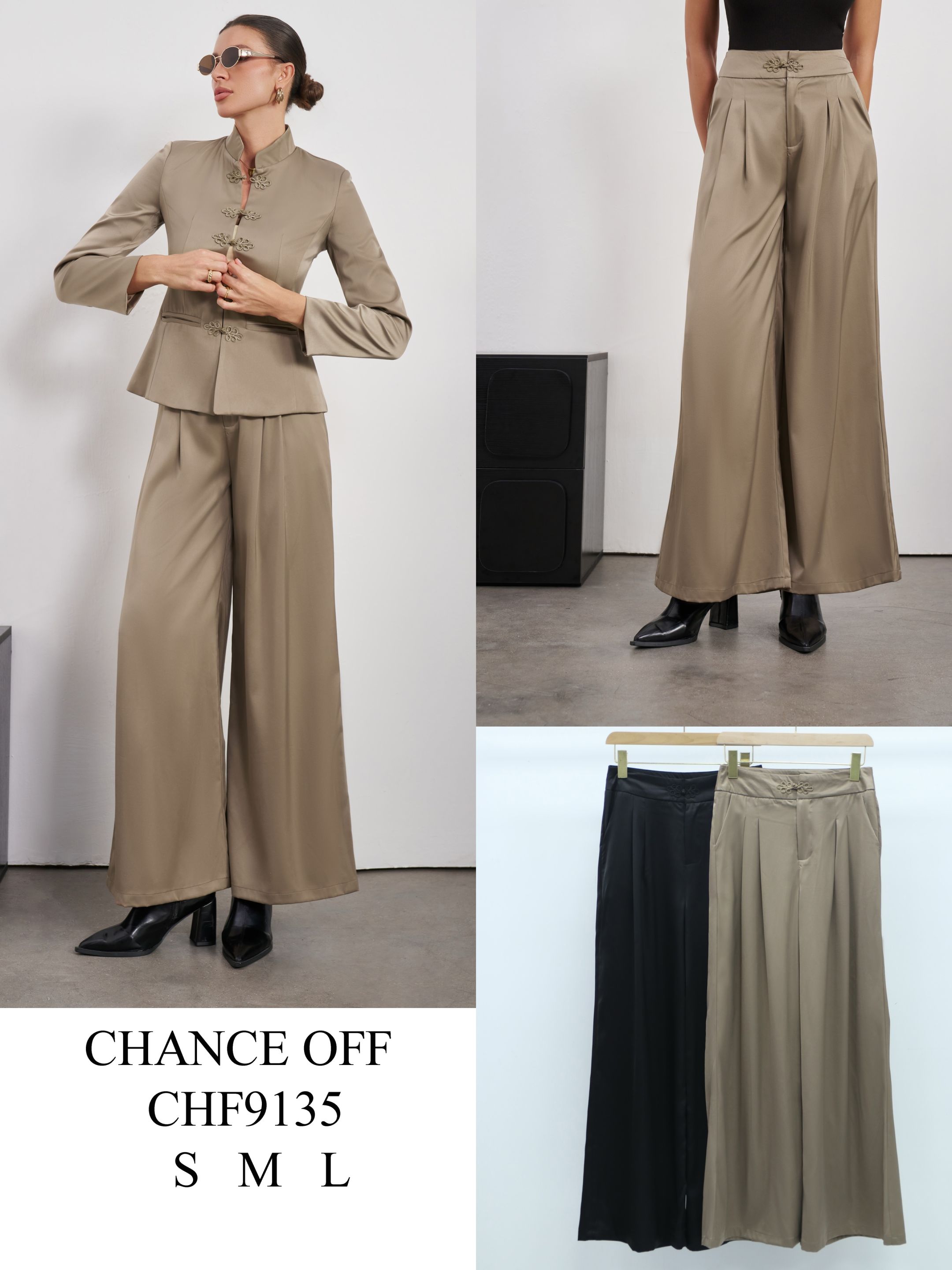 Nohavice Wide Leg s Plisami