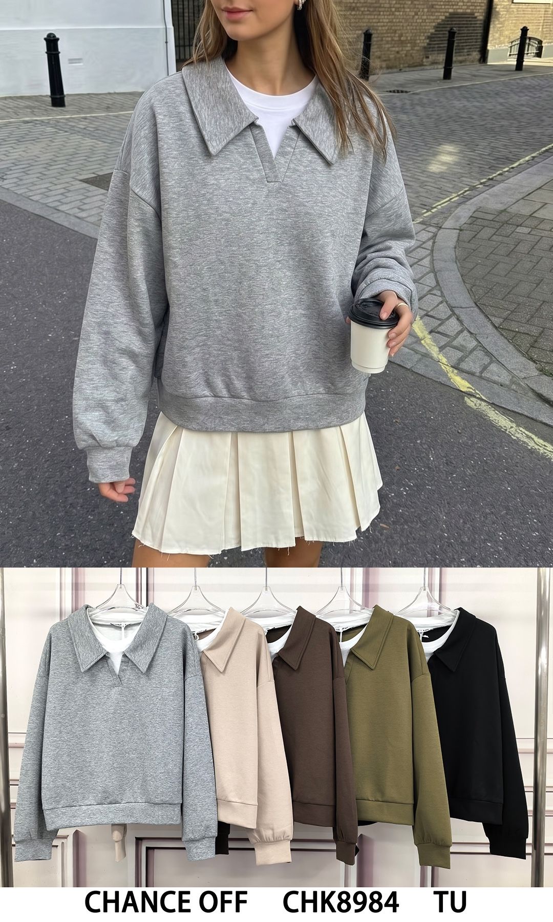 Oversize mikina s golierom