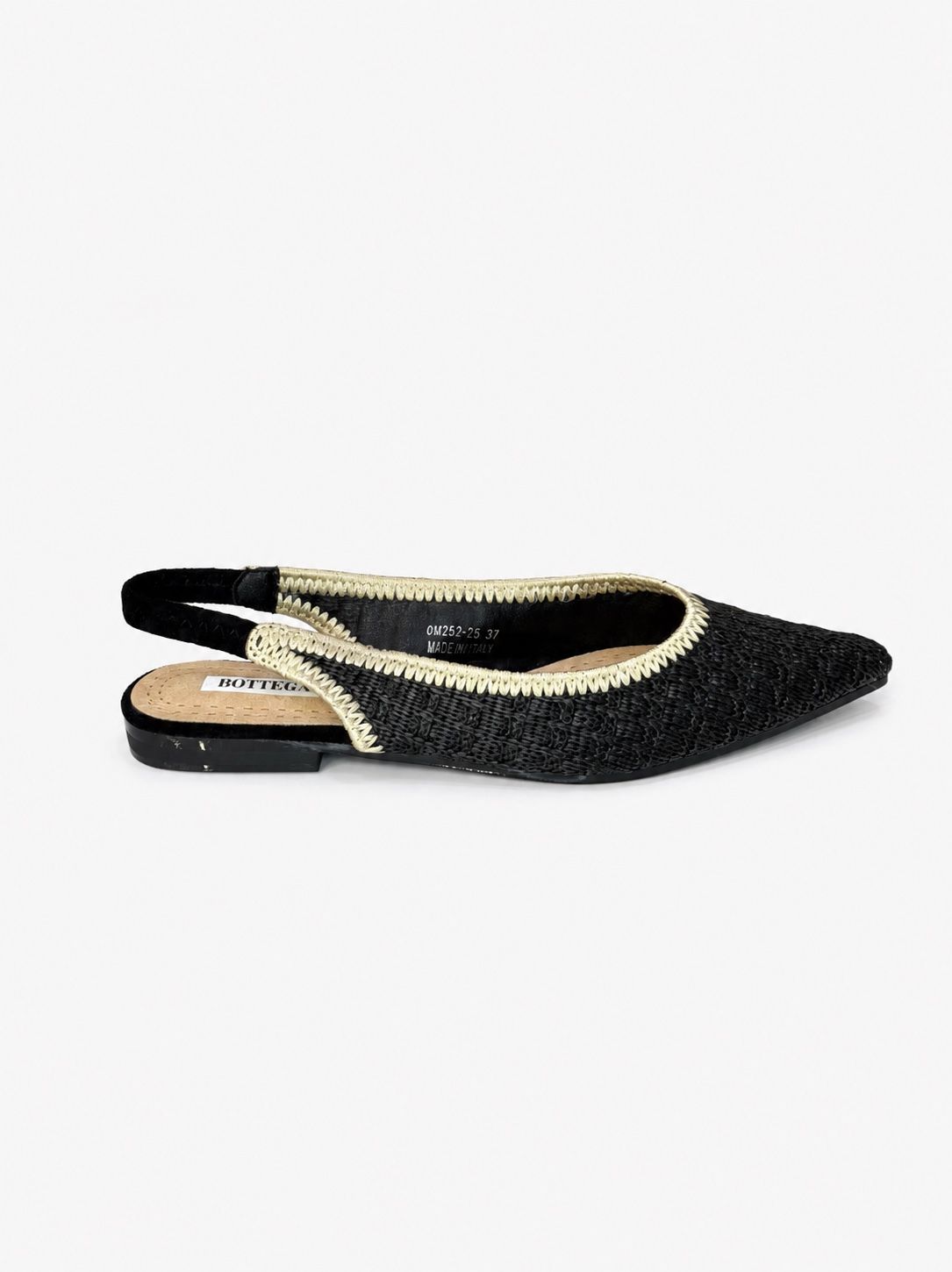 Pletené špicaté baleríny so slingback pásikom