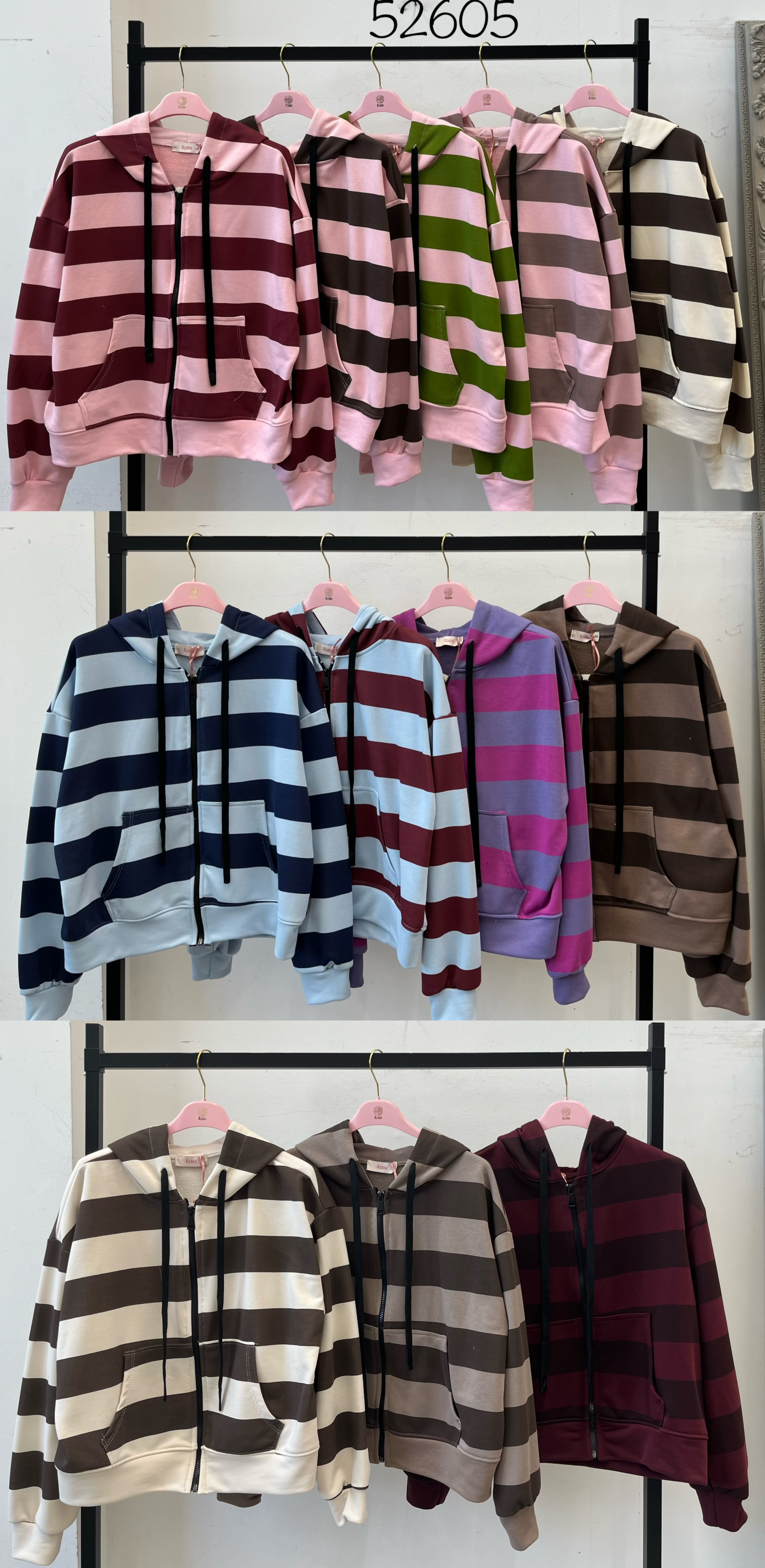 Oversize mikina na zips s pruhmi