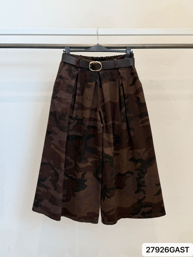Culotte nohavice s maskáčovým vzorom 7/8