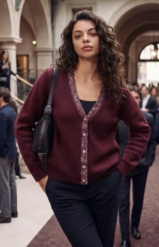 Cardigan s flitrovou lemovkou