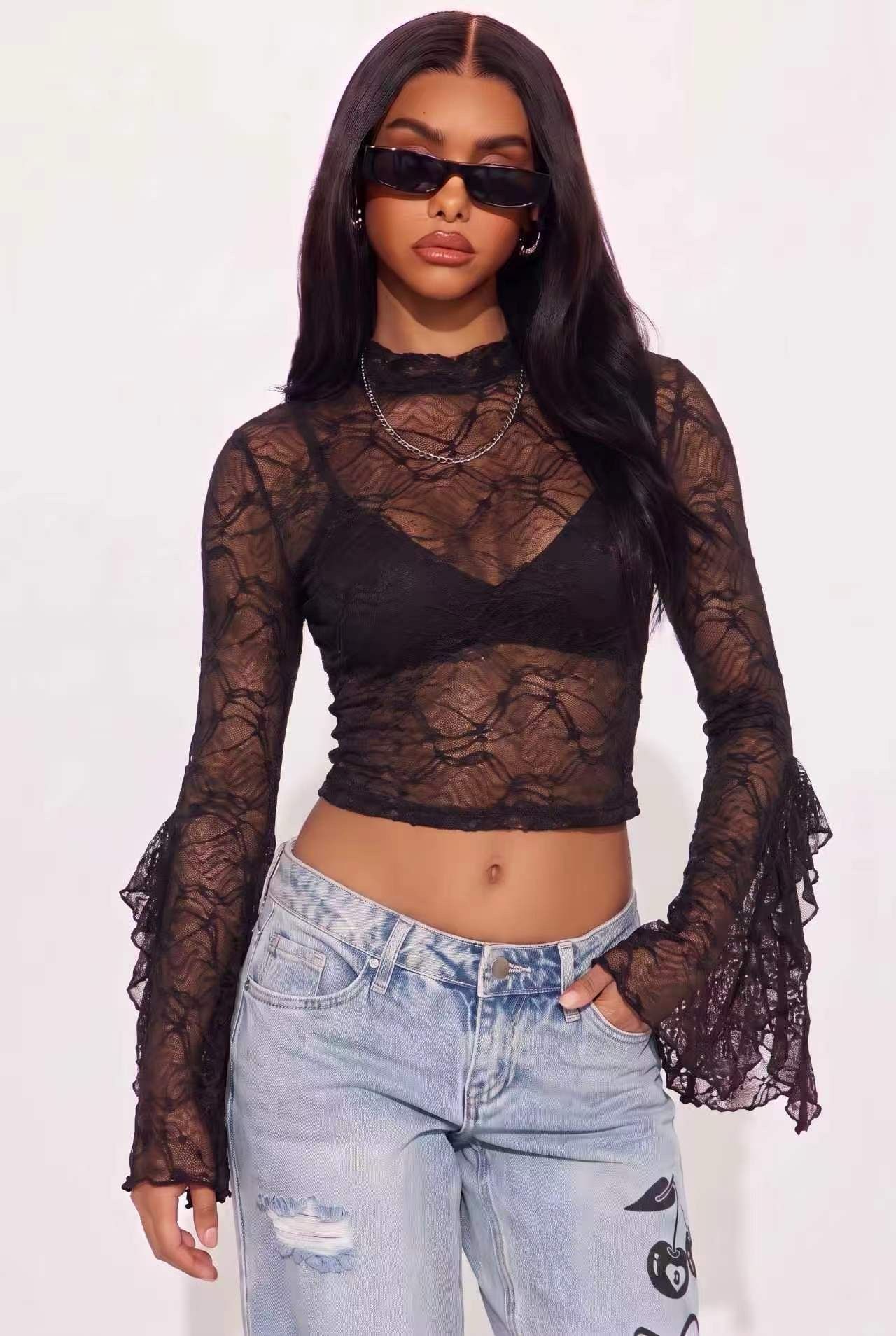 Crop top s volánmi