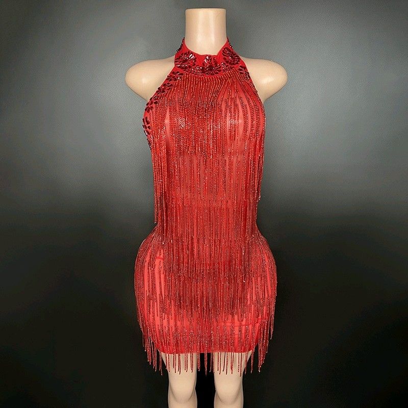 Halter mini šaty s strapcami