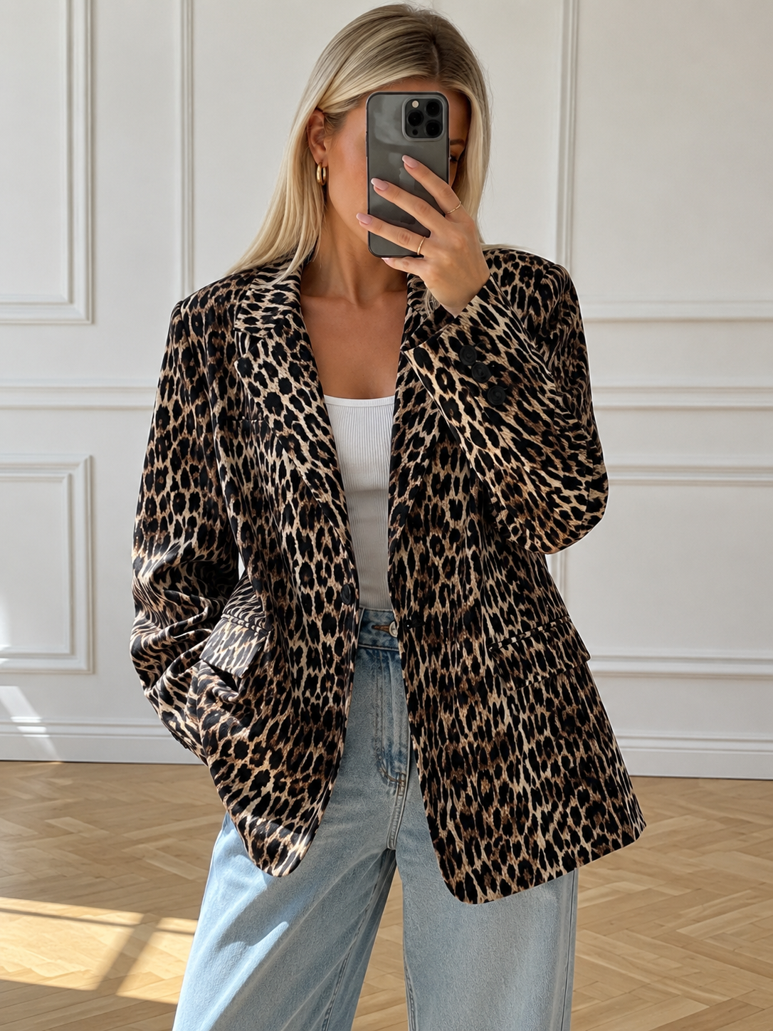 Krojované sako s leopardím vzorom