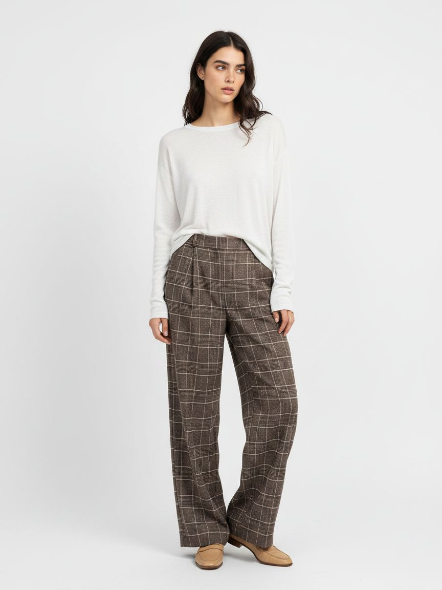 Nohavice Wide Leg s Plisami