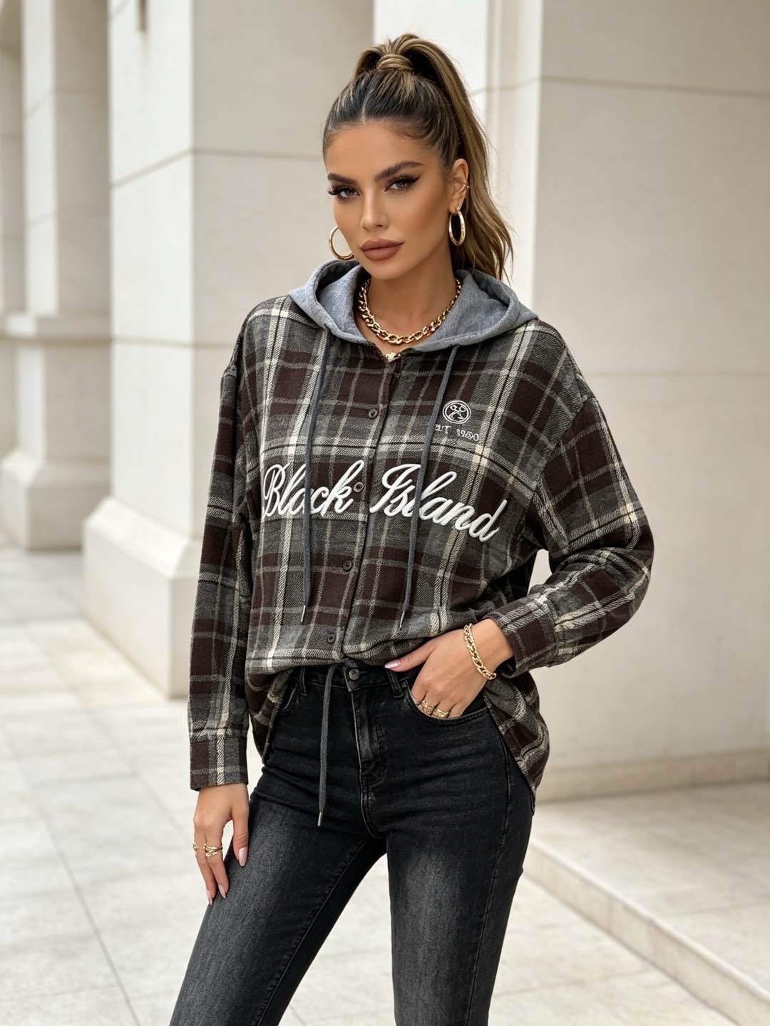 Oversize bunda s kapucňou