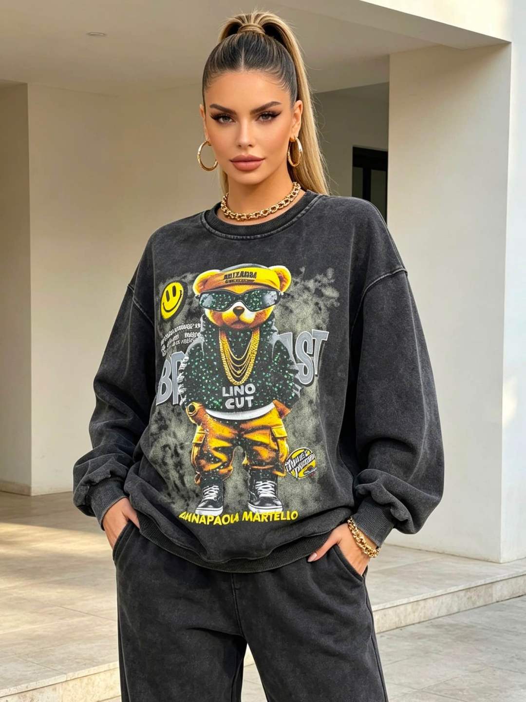 Oversize mikina s potlačou